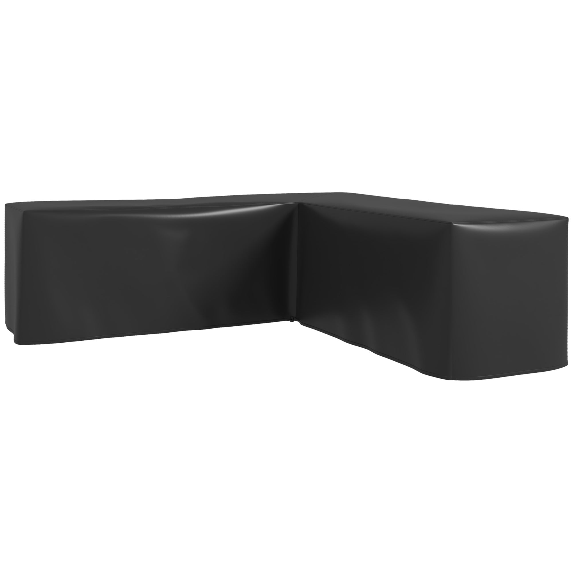 Black L-shaped cover on a white background