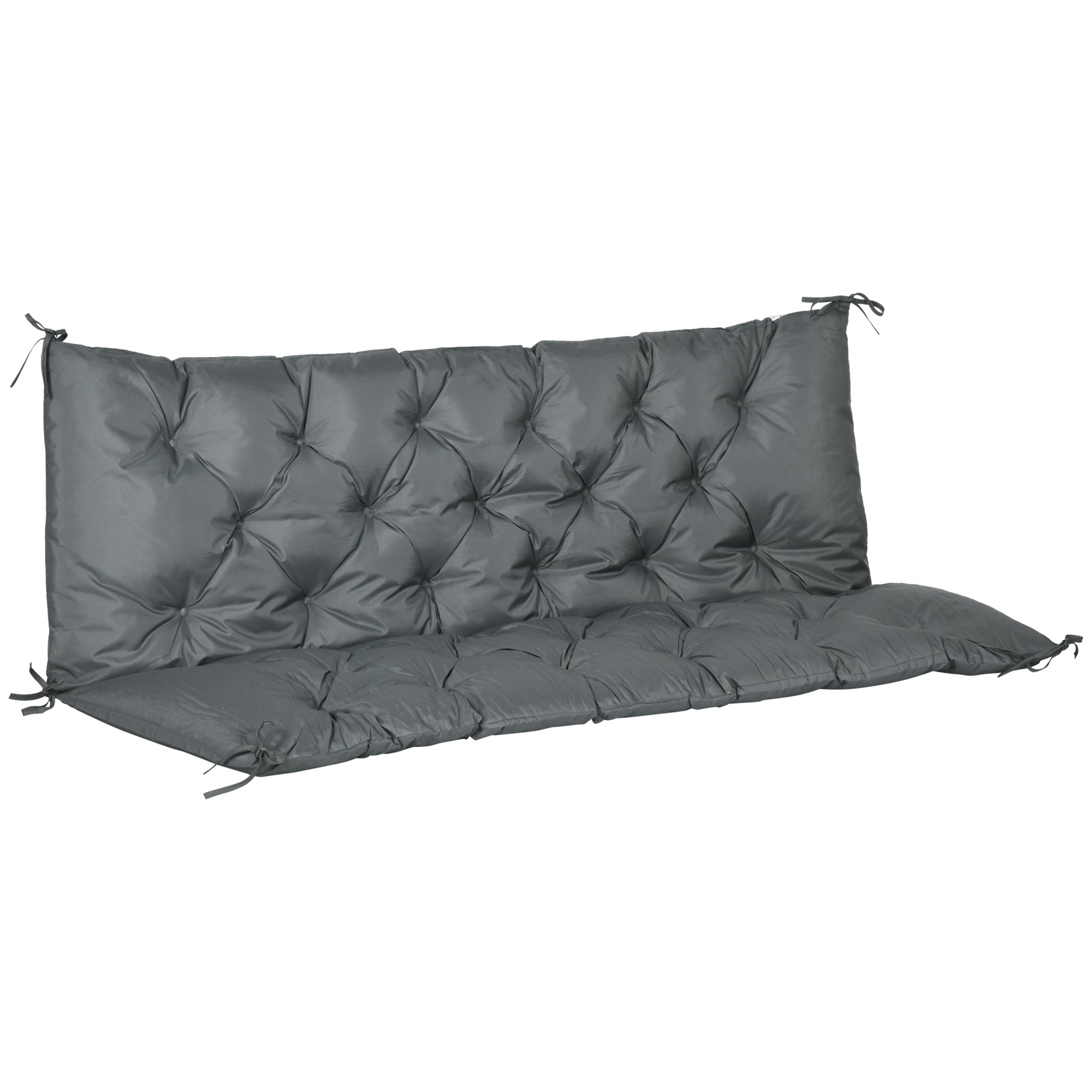 Gray cushion with quilted pattern on a white background
