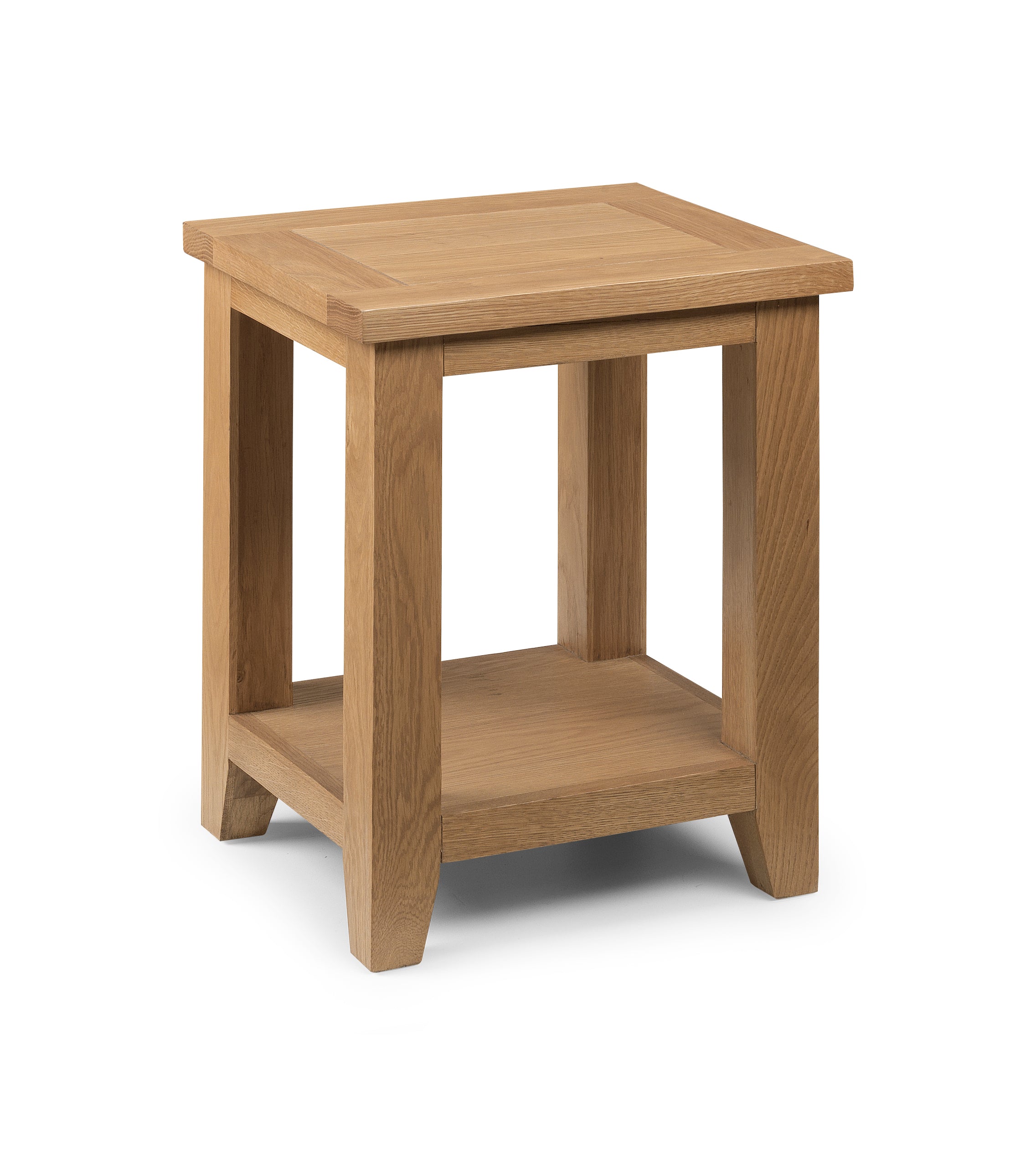 Wooden side table on a white background