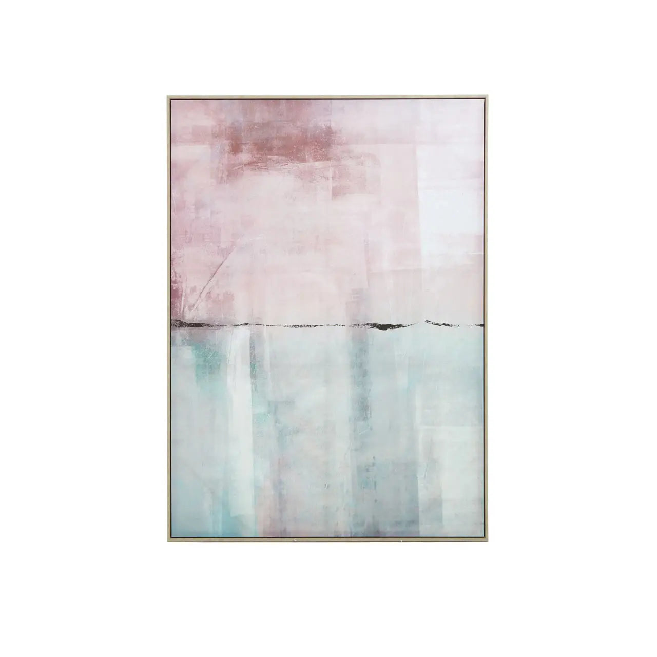 Abstract art piece with pink and blue gradient on a white background
