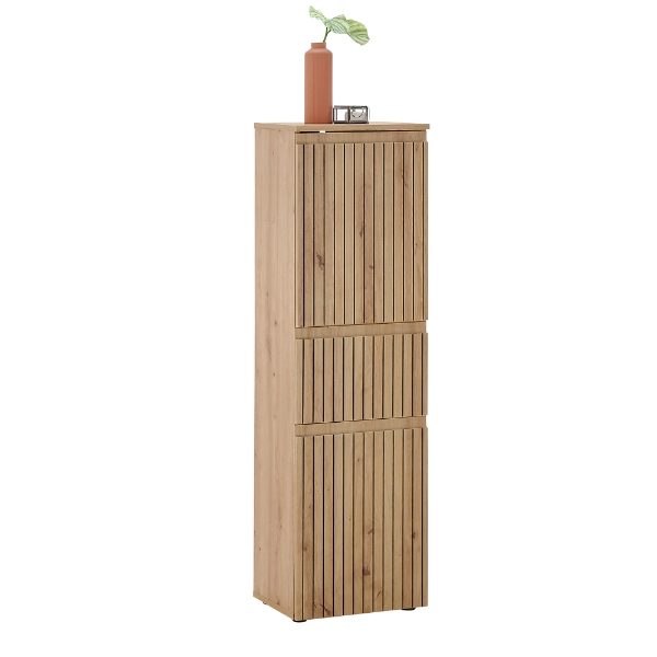 Tall wooden cabinet with a white background
