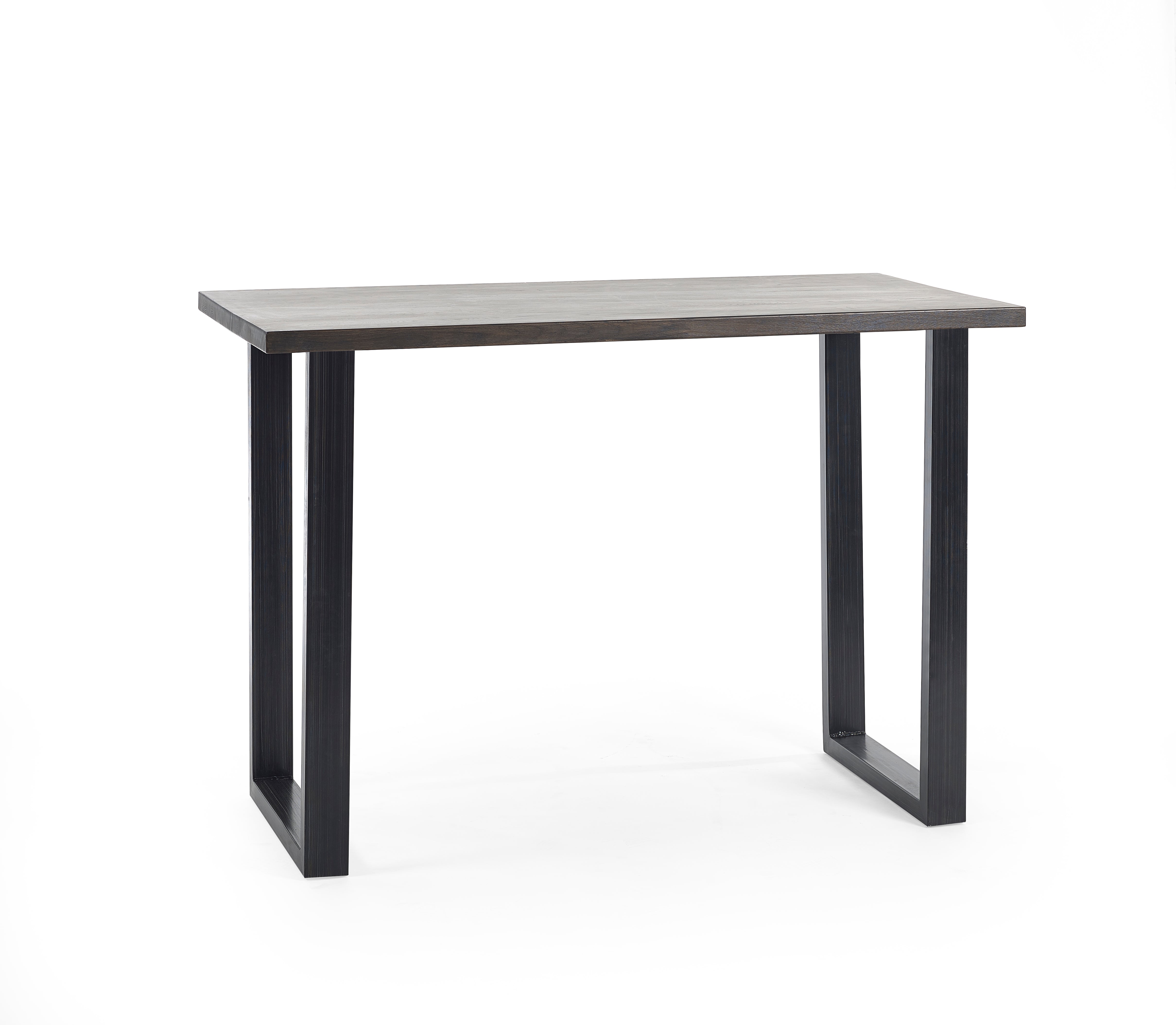Gray table with black legs on a white background
