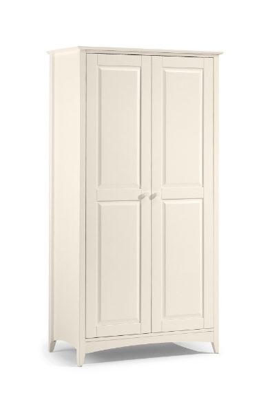White wardrobe with two doors on a white background