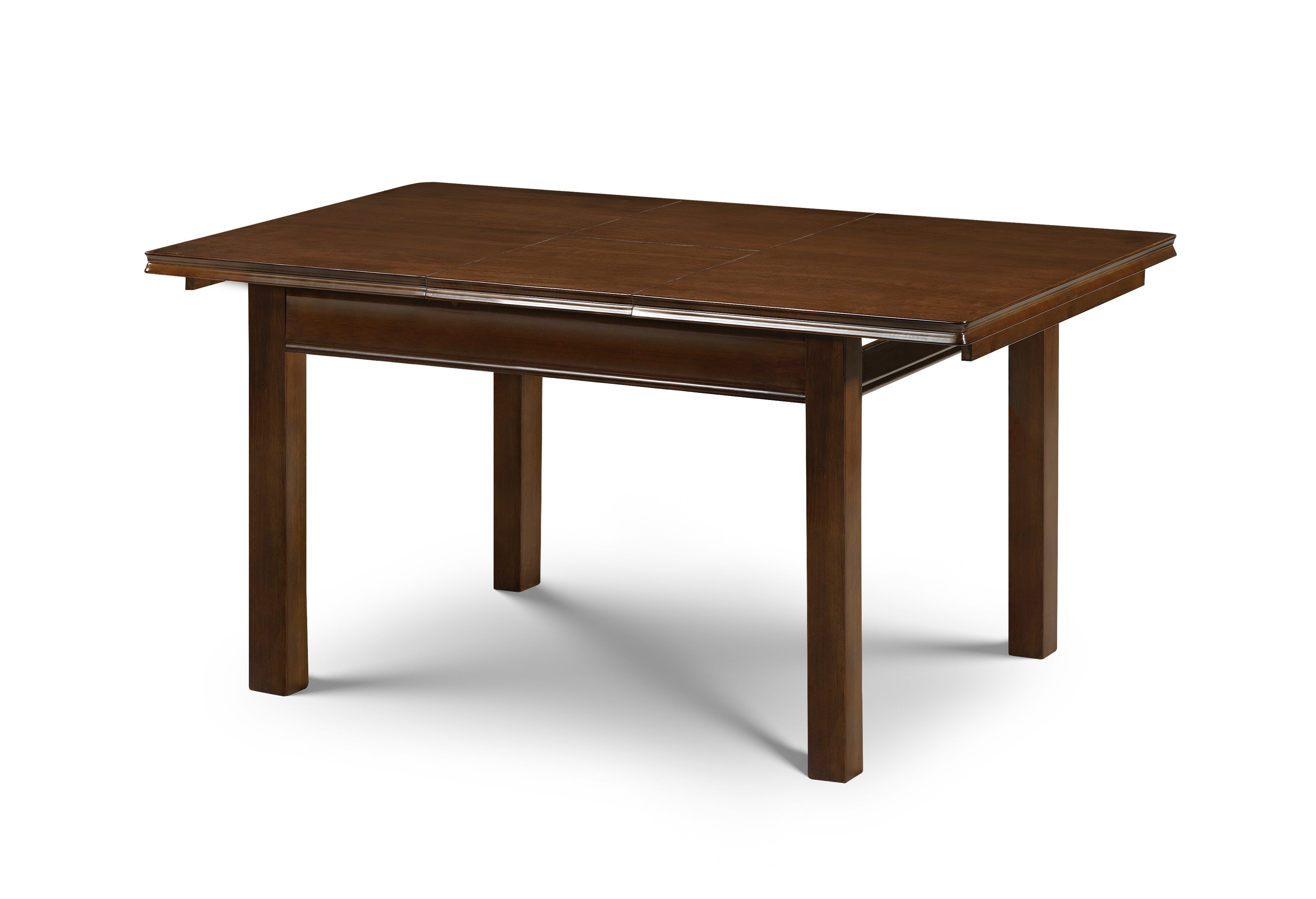 Wooden dining table on a white background