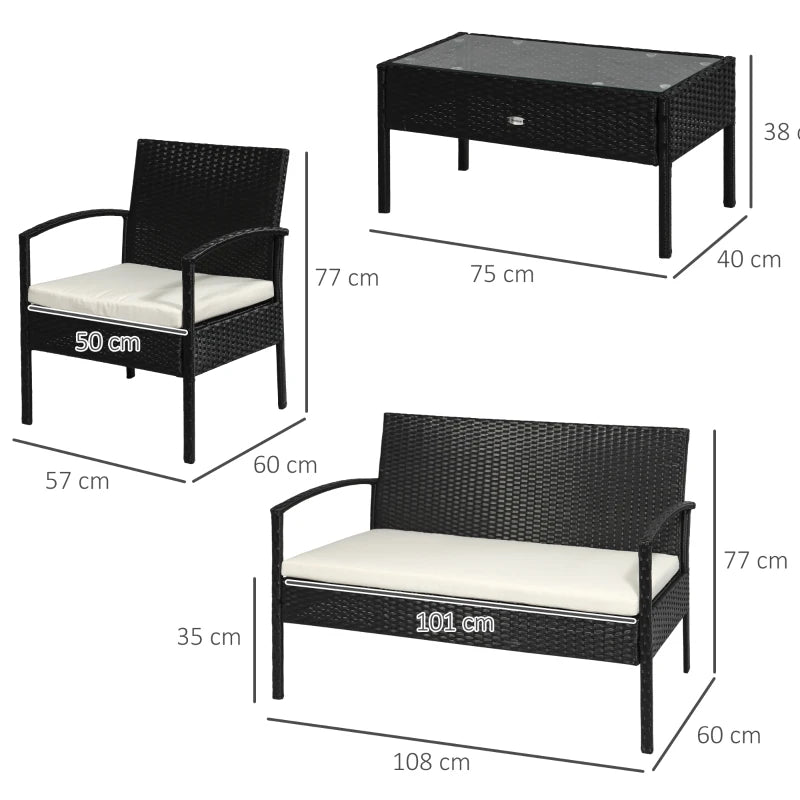 Casa 4 Piece Rattan Garden Furniture Set