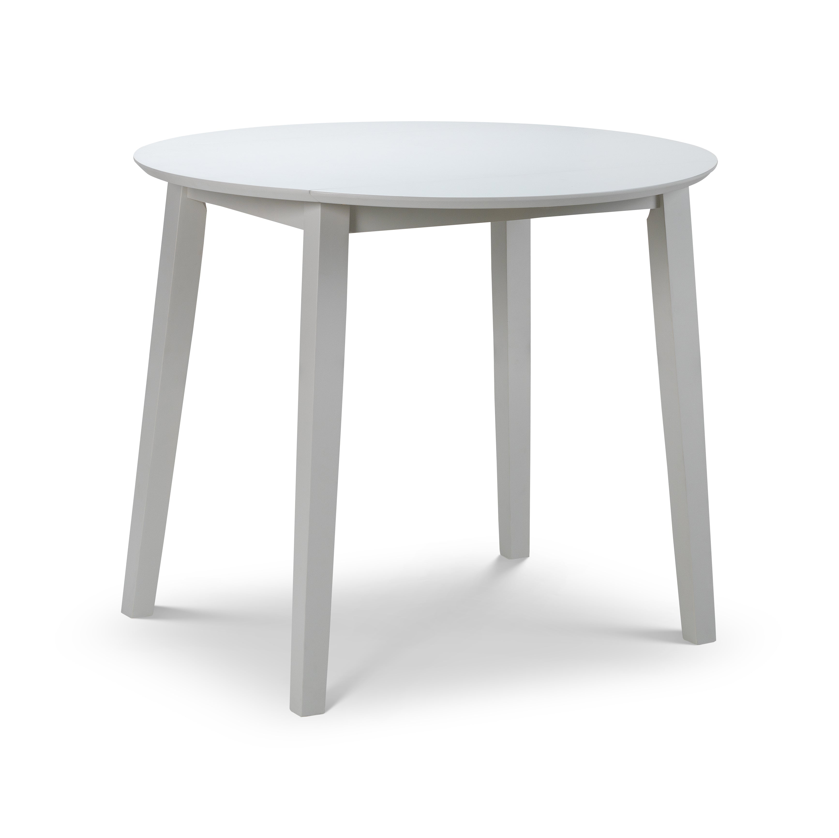 Round grey table on a white background