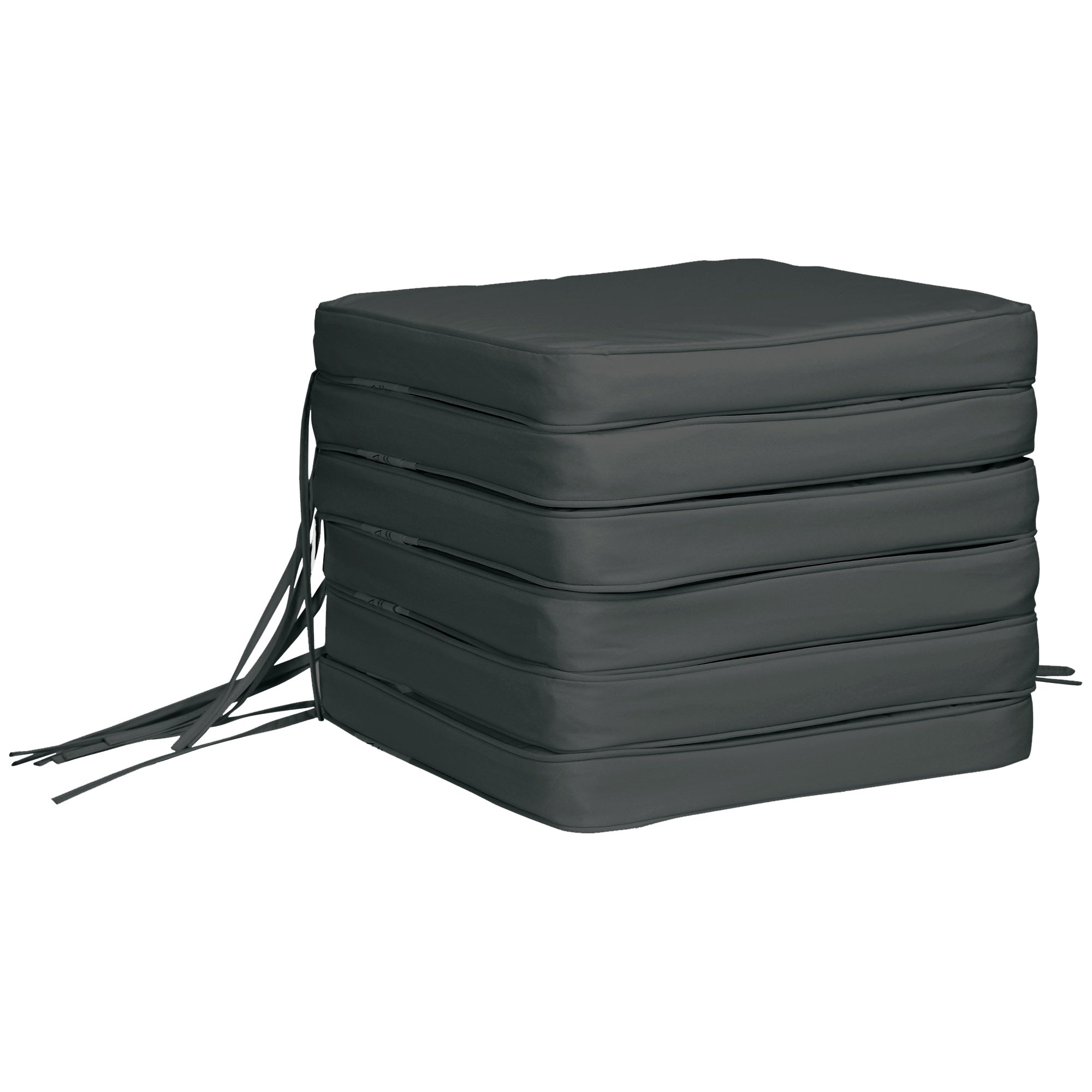 Stack of black cushions on a white background