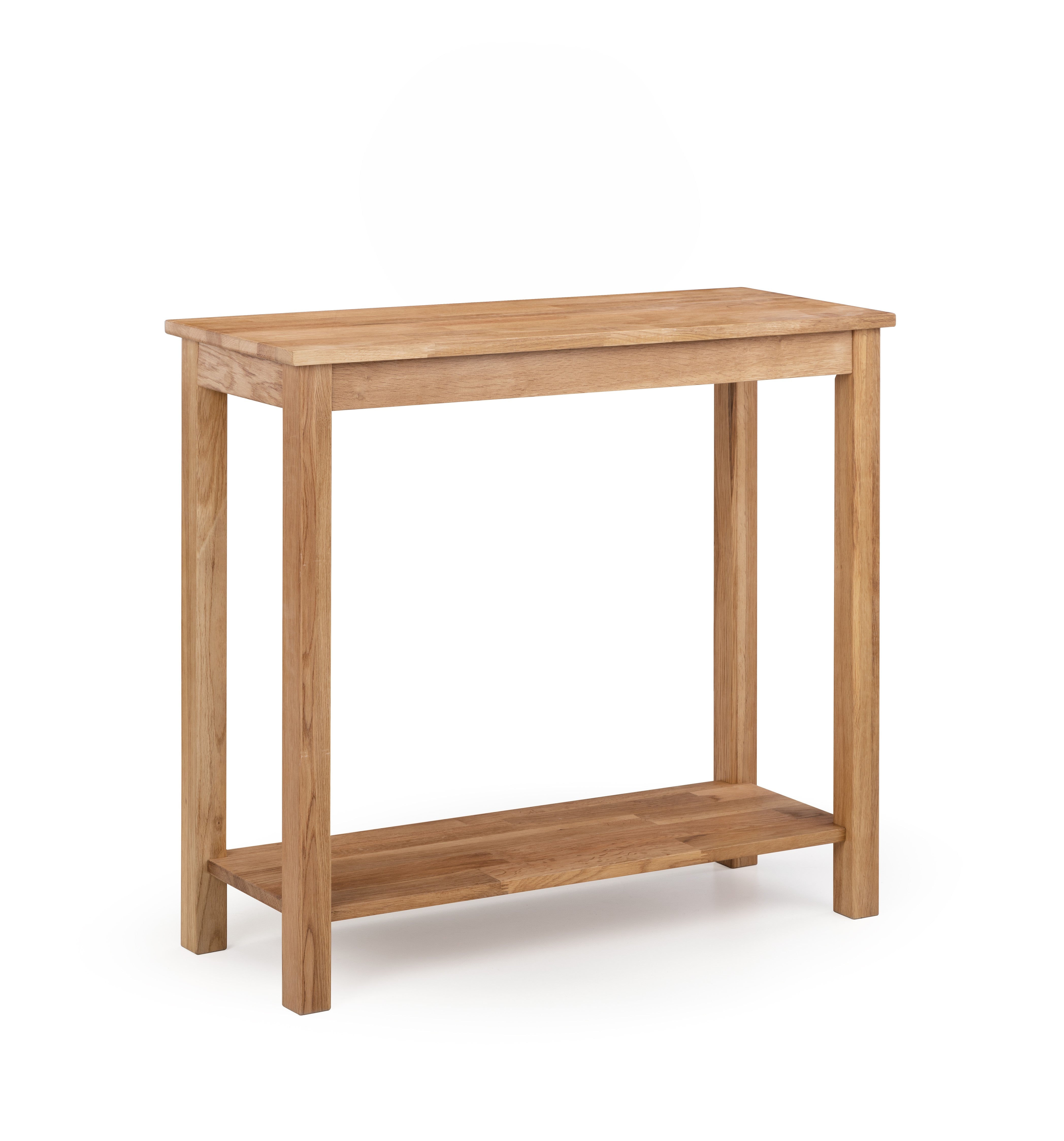 Wooden console table on a white background