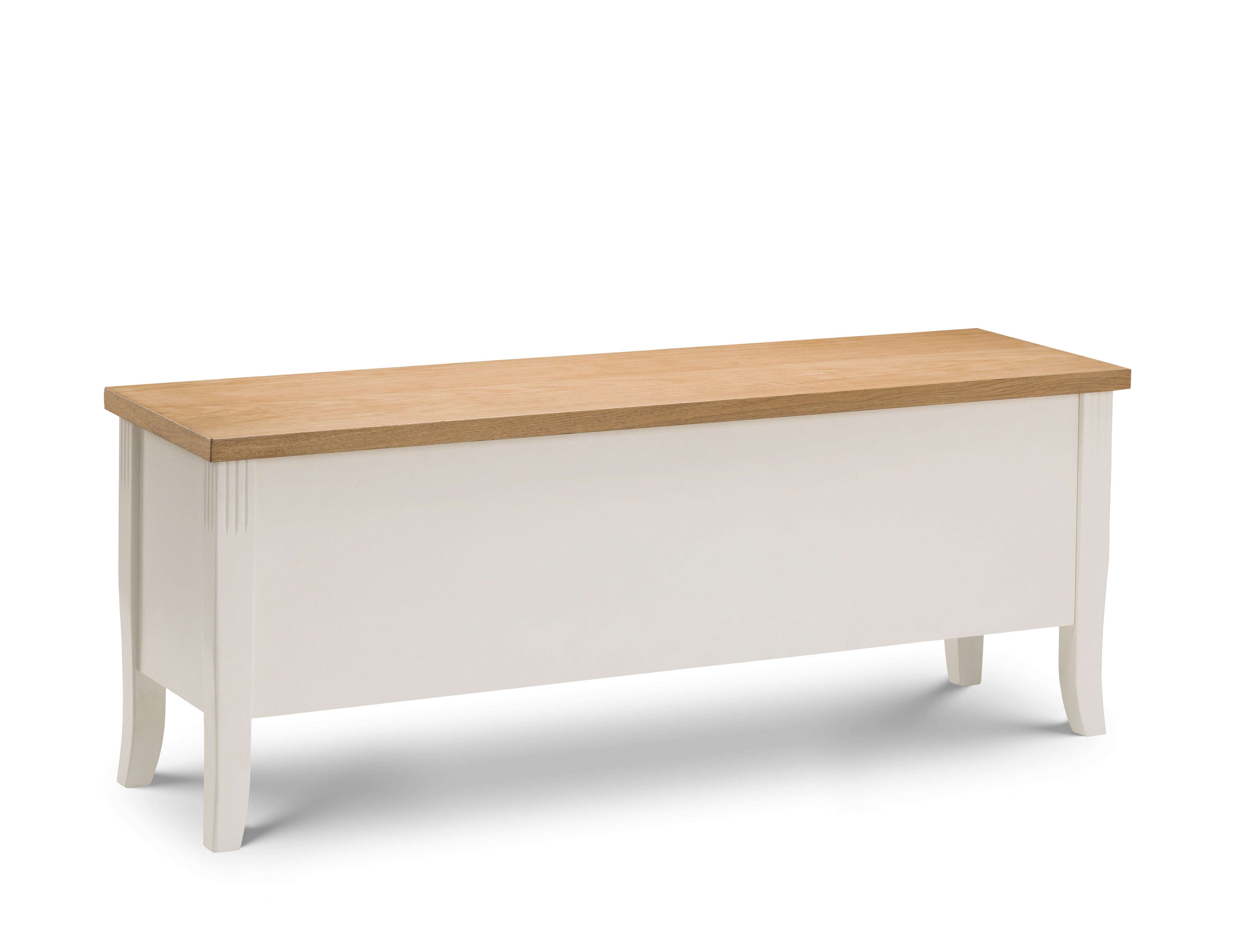 Wooden table with white base on a white background