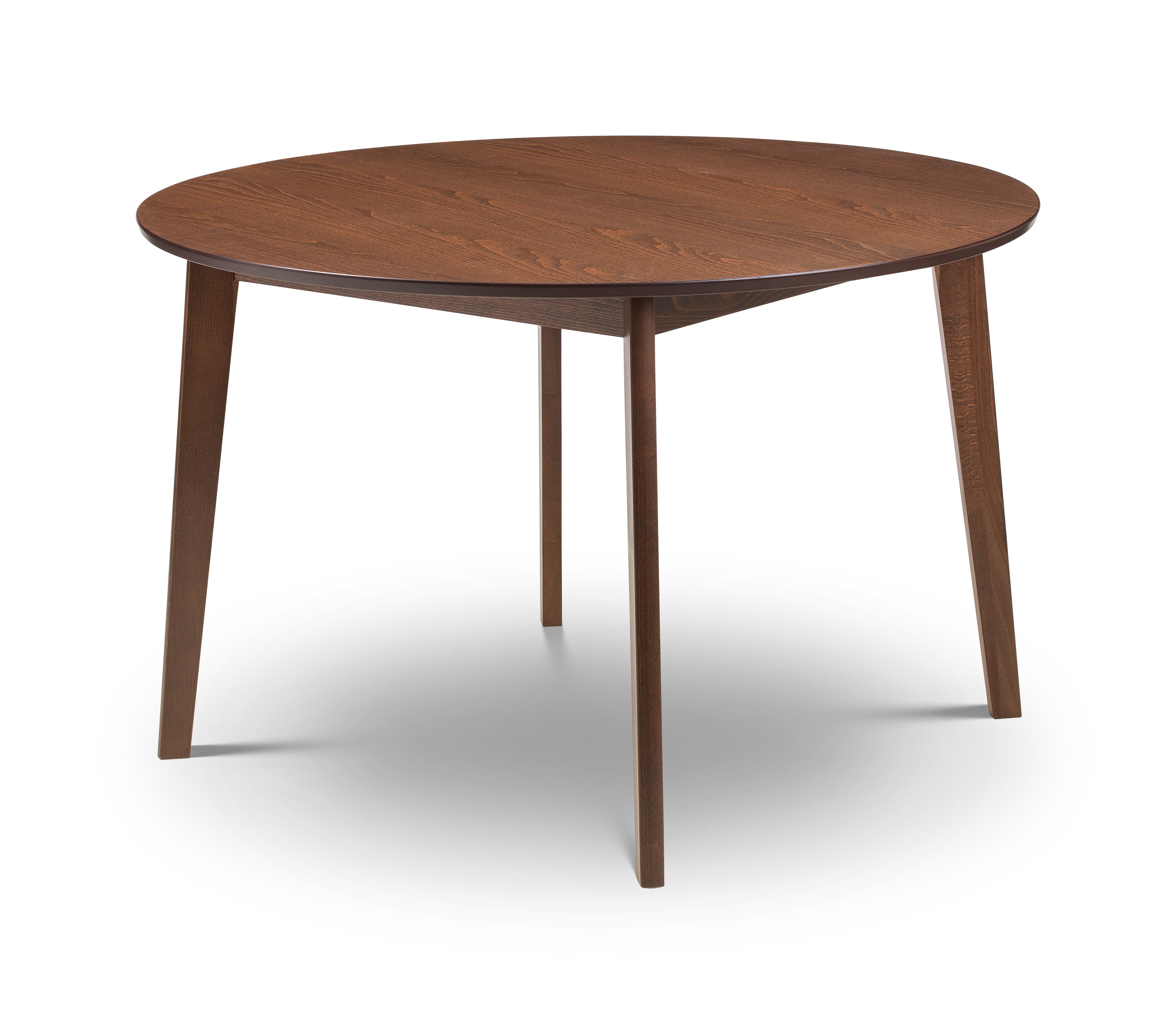 Wooden dining table on a white background