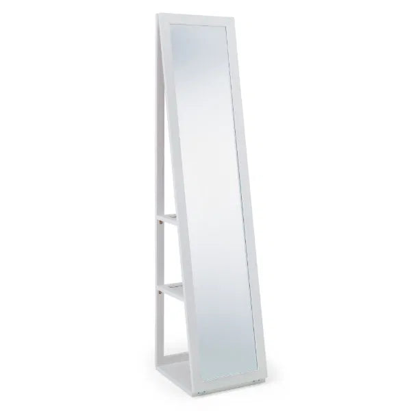 White standing mirror on a white background