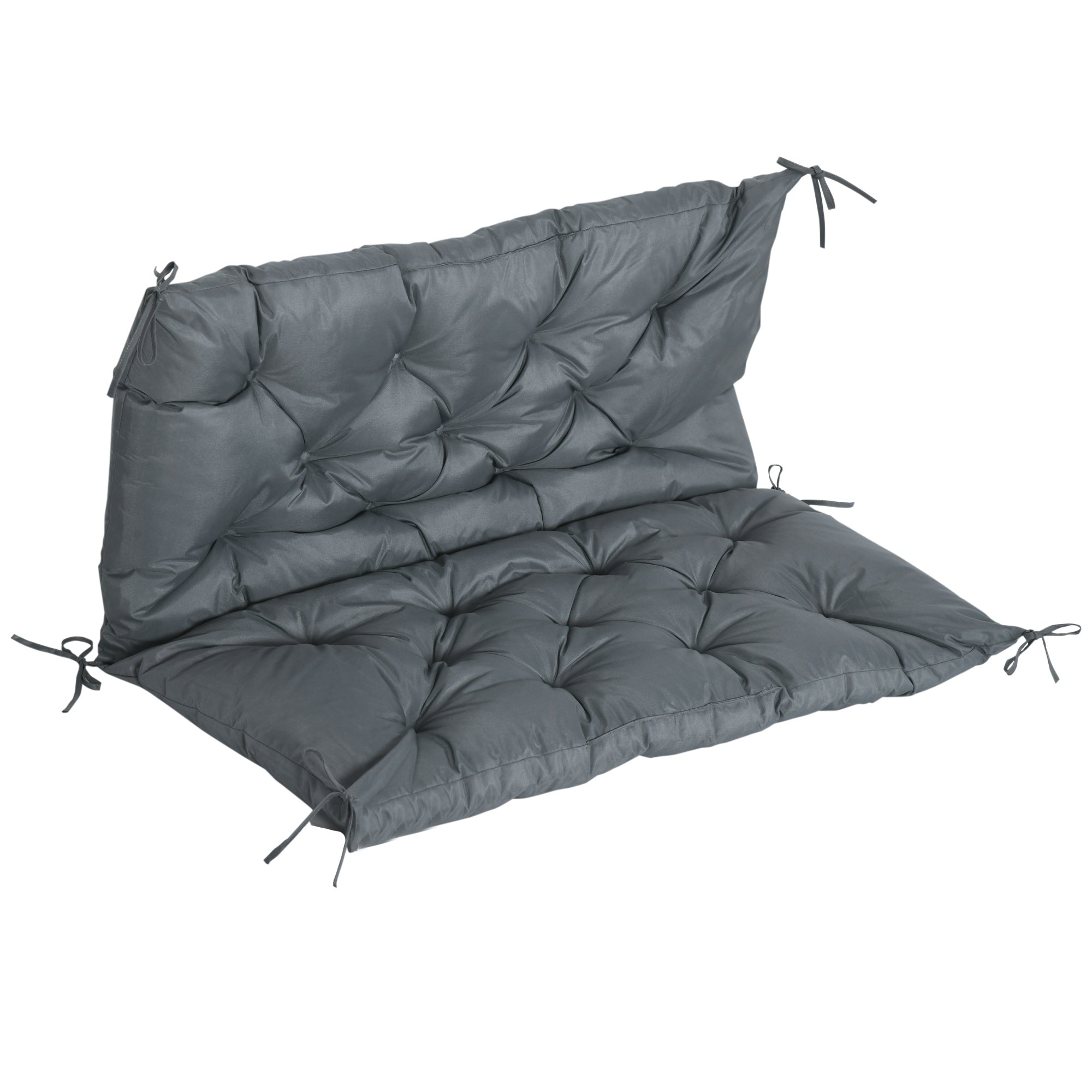 Gray cushion with quilted design on a white background