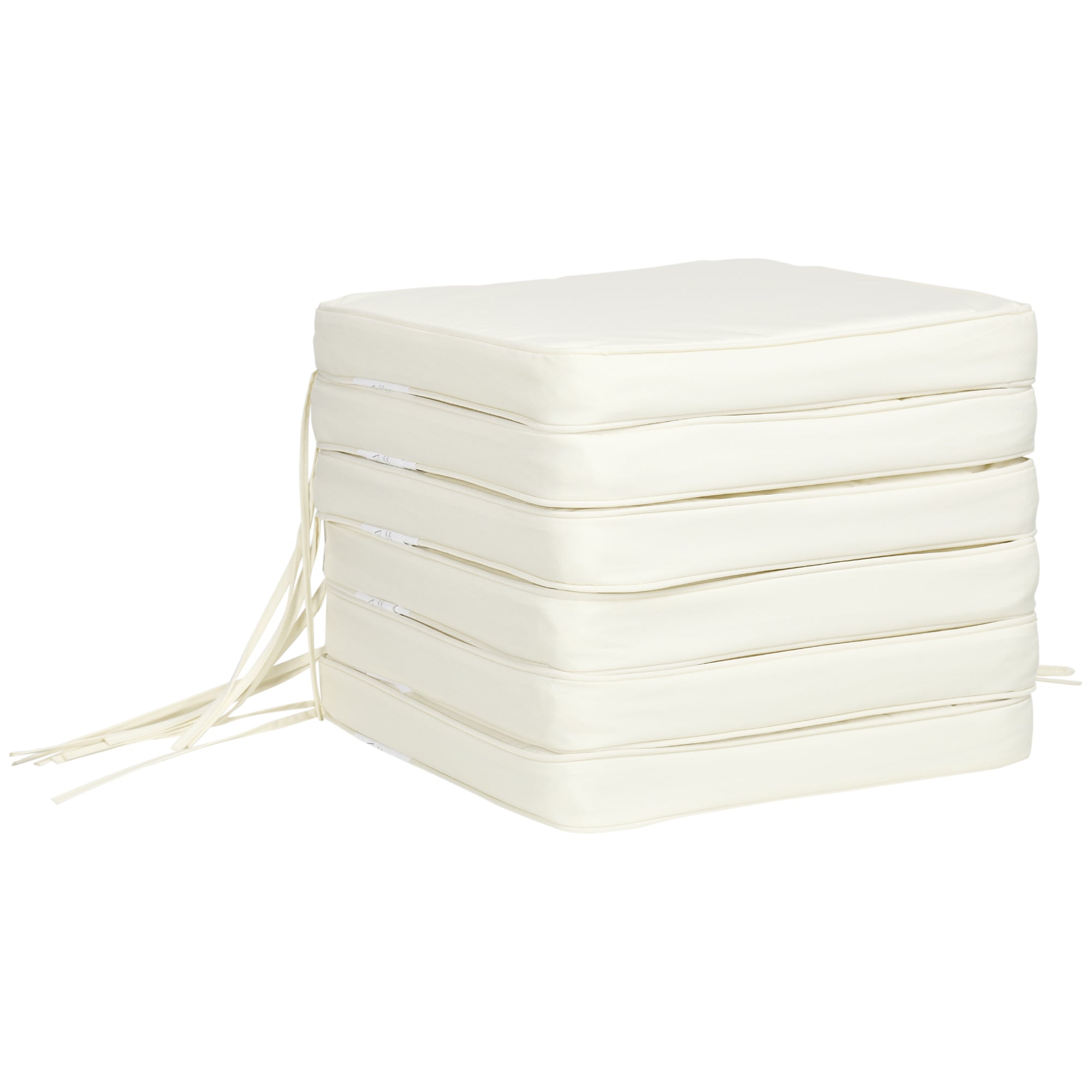 Stack of white cushions on a white background
