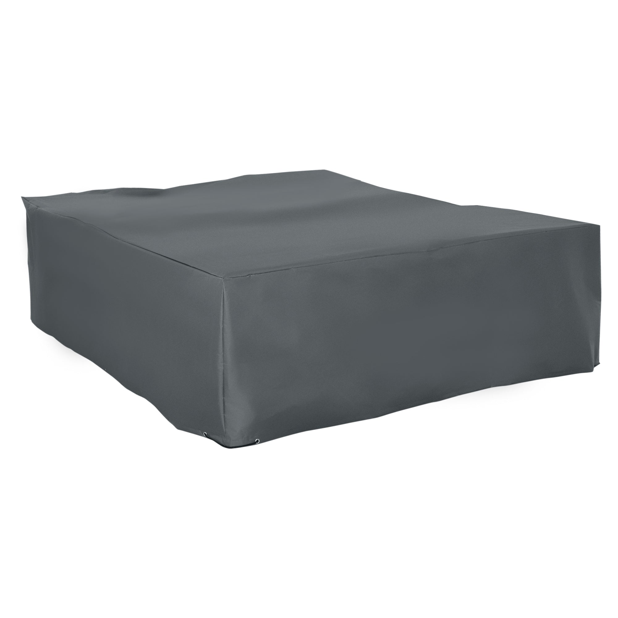Gray rectangular furniture cover on a white background