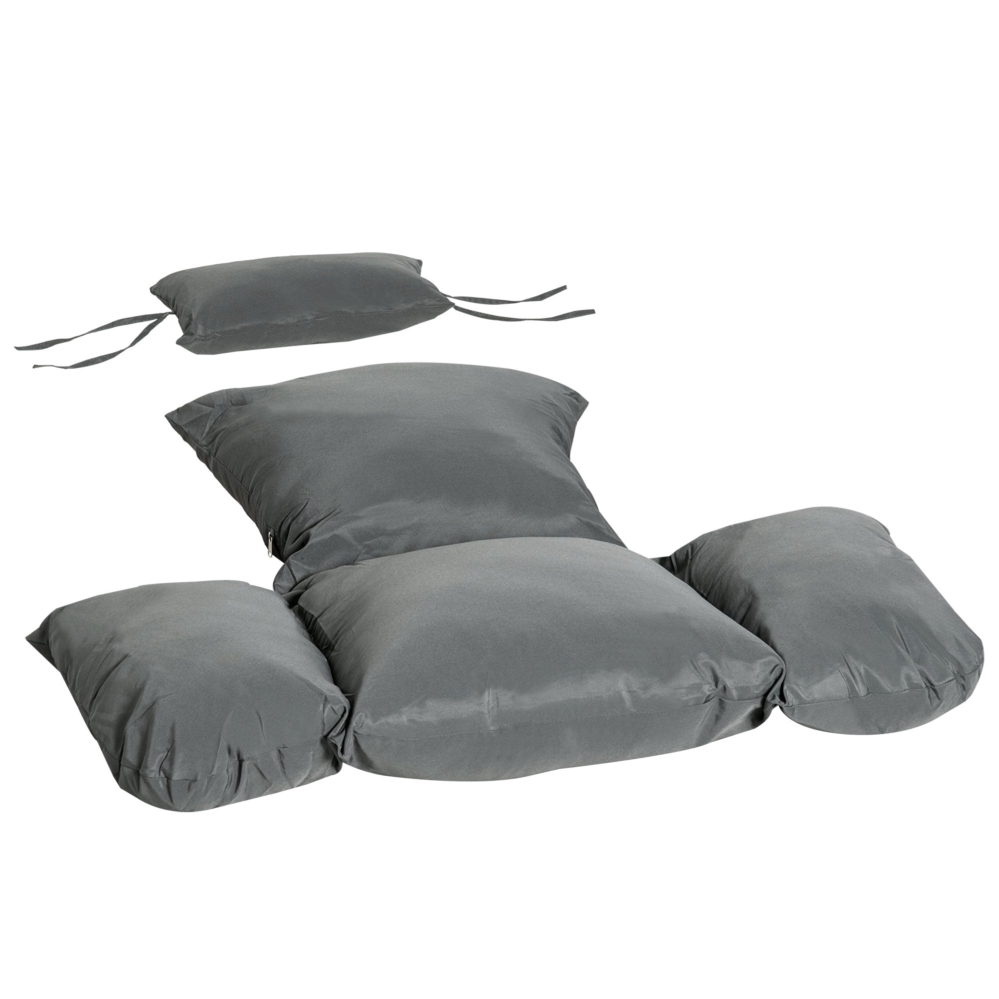 Set of gray egg chair cushions on a white background