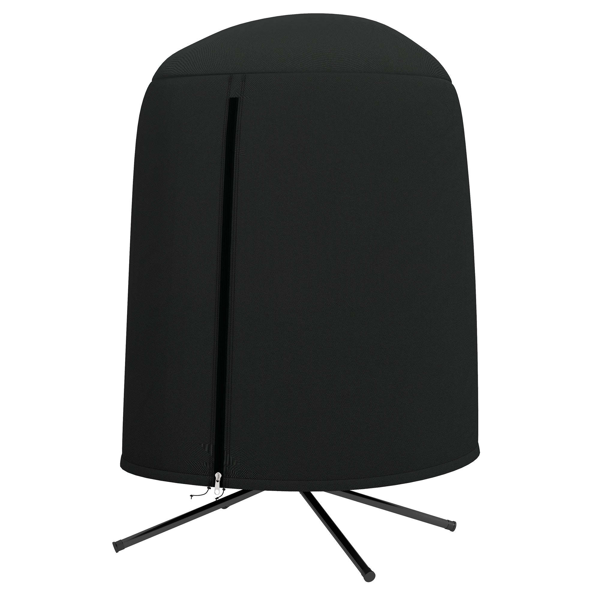 Black chair cover with a zipper on a white background