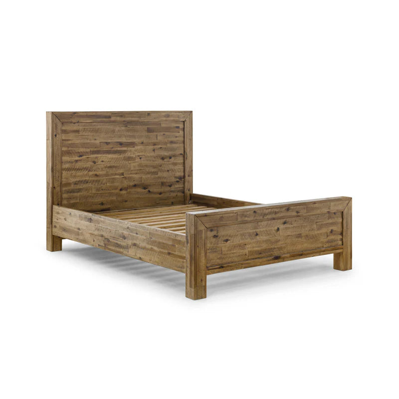 Wooden bed frame on a white background