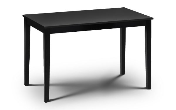Black rectangular table on a white background