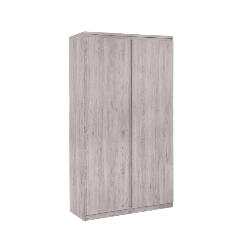 Wooden wardrobe with two doors on a white background