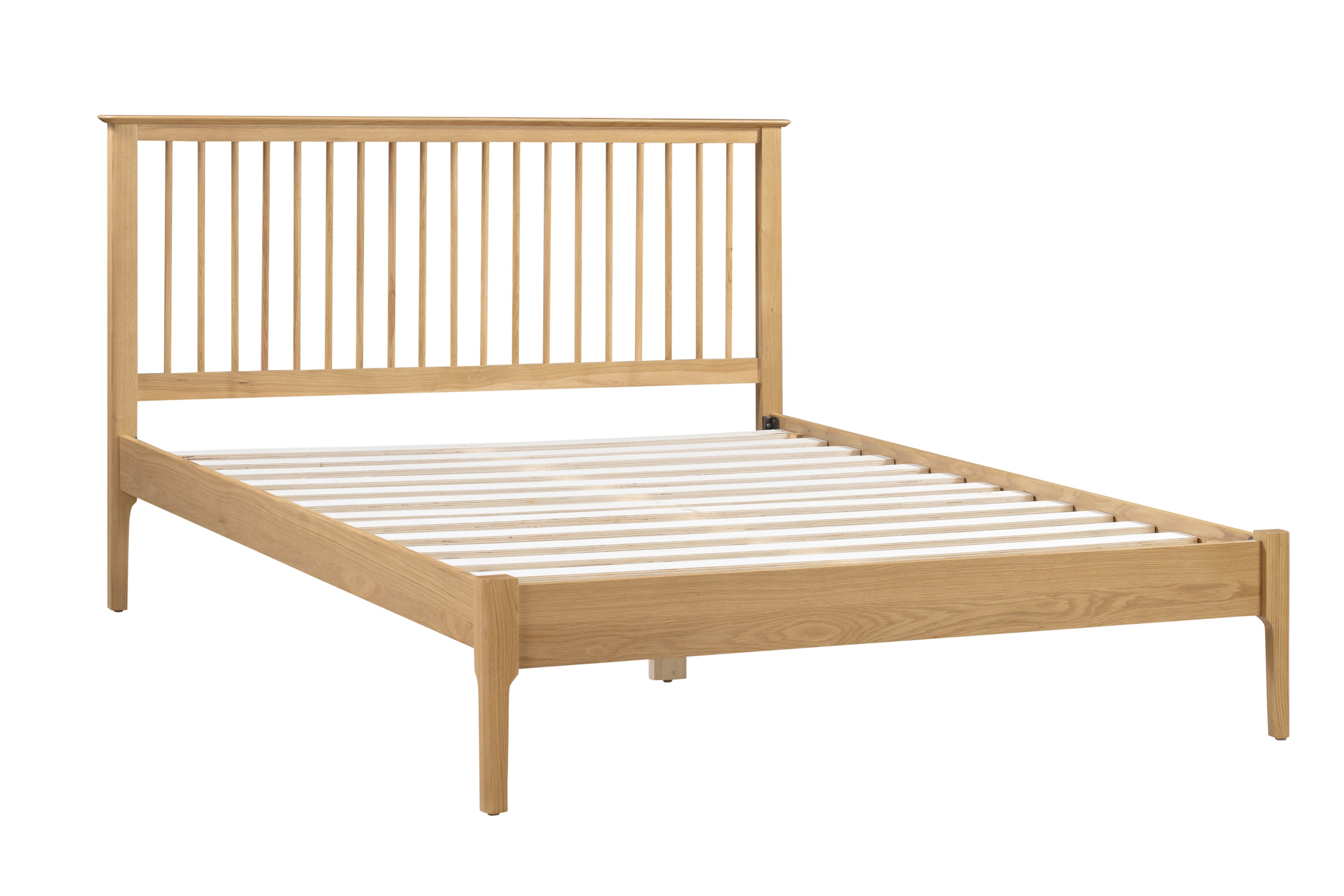 Wooden bed frame on a white background