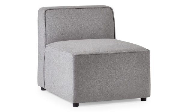 Gray upholstered chair on a white background