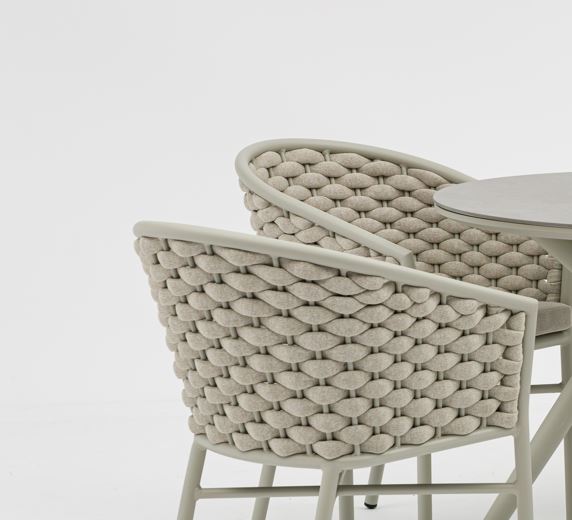 Woven chair with a white background