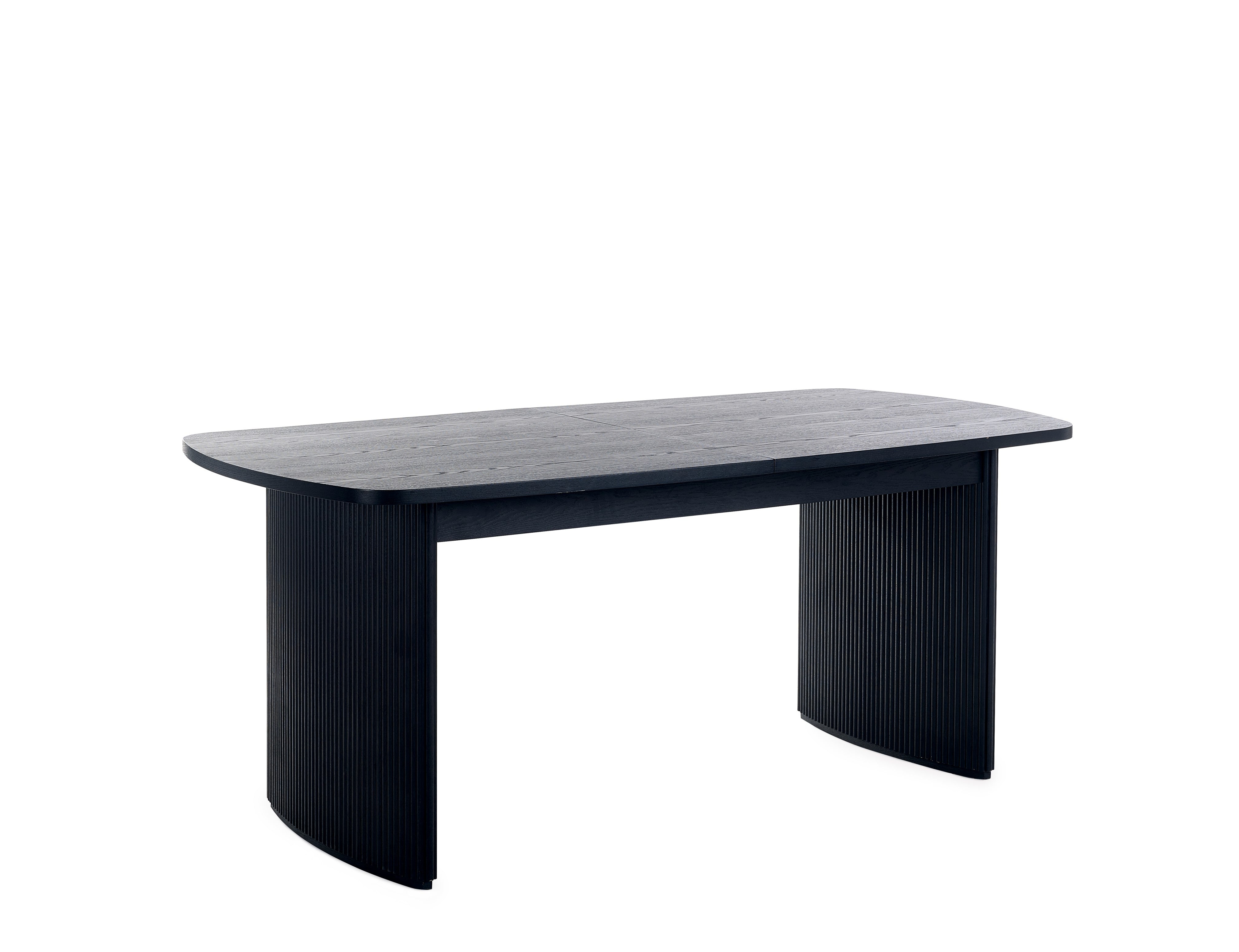 Black rectangular table on a white background