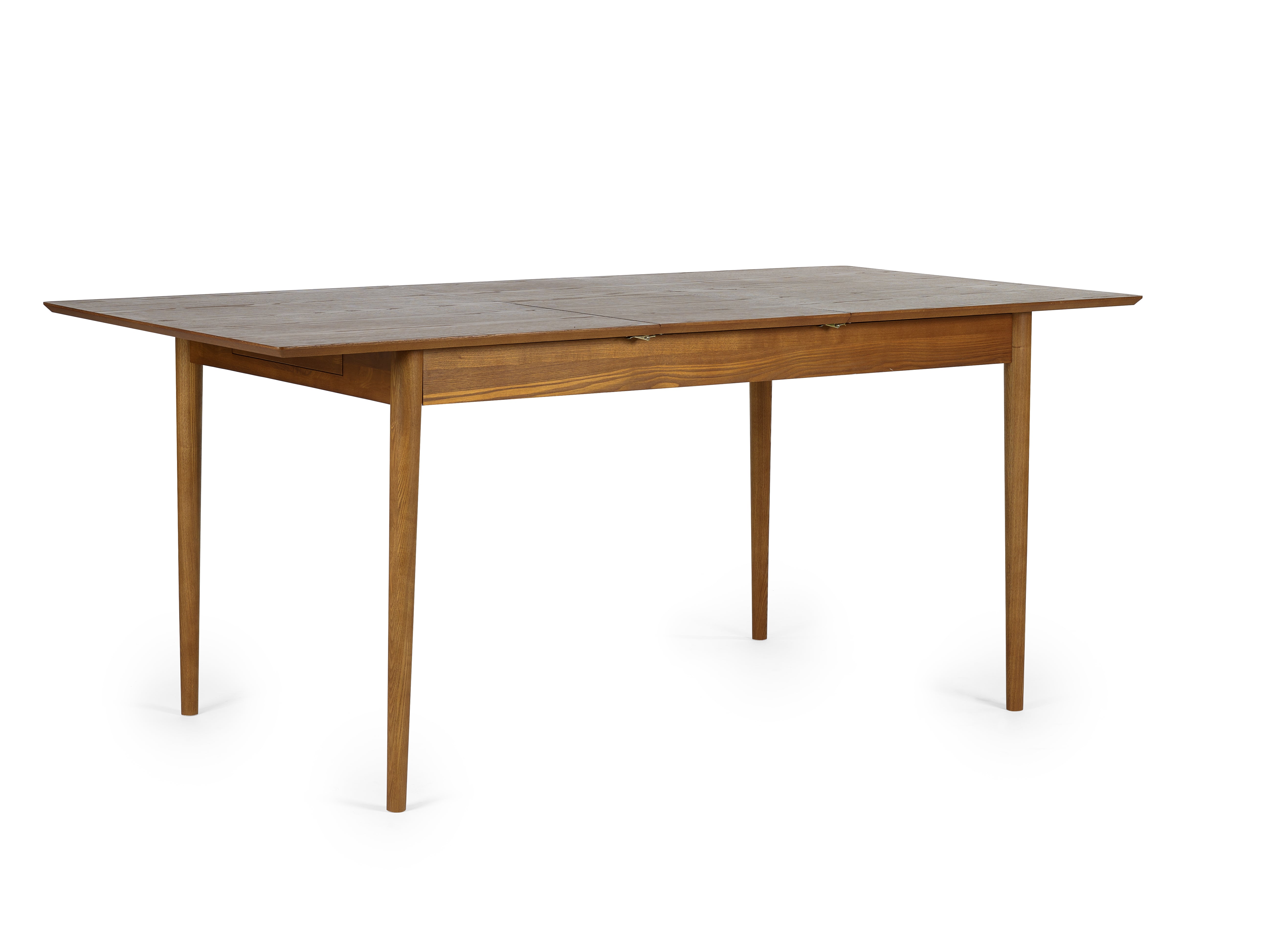 Wooden dining table on a white background