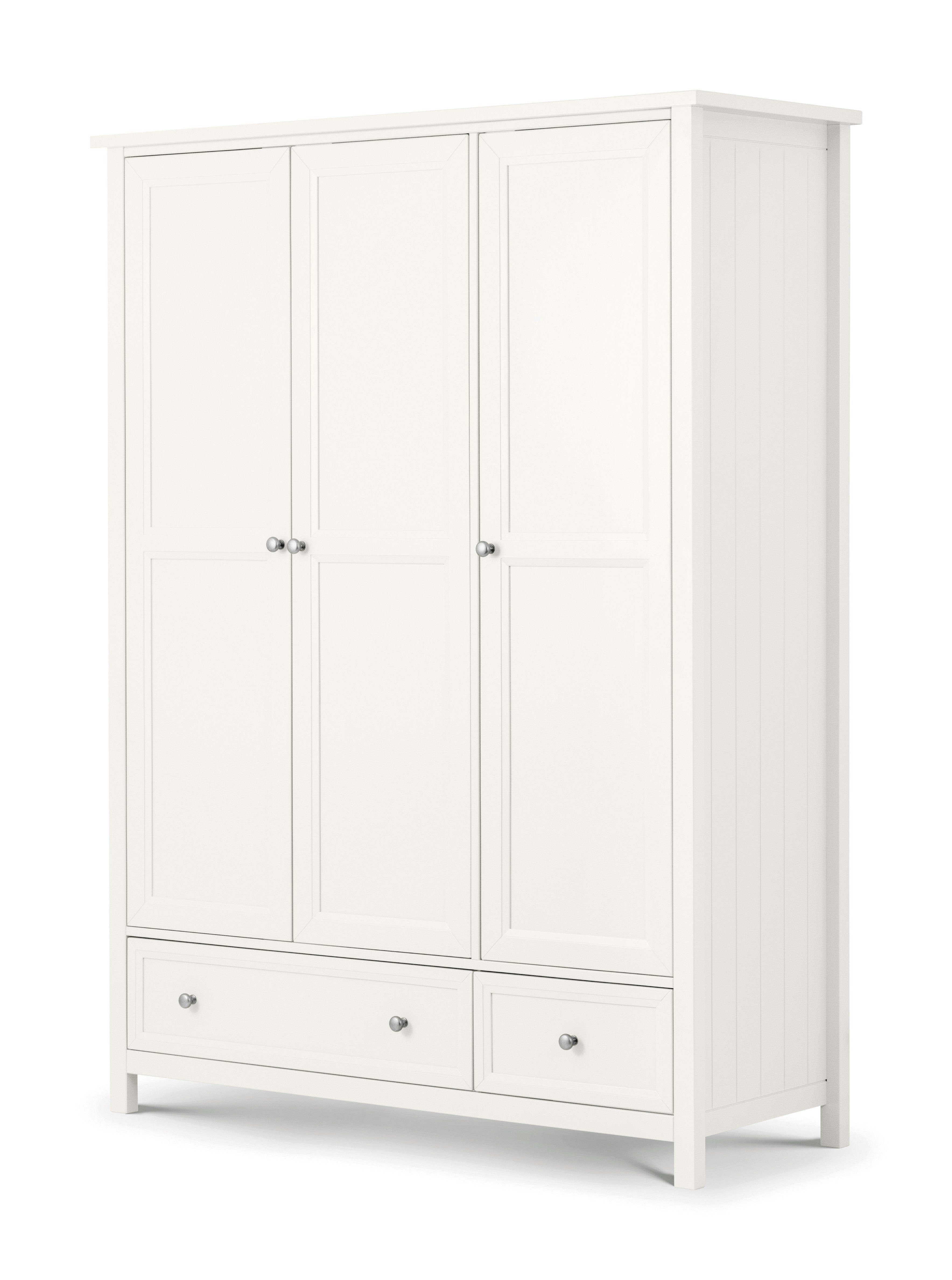 White wardrobe with two doors and two drawers on a white background