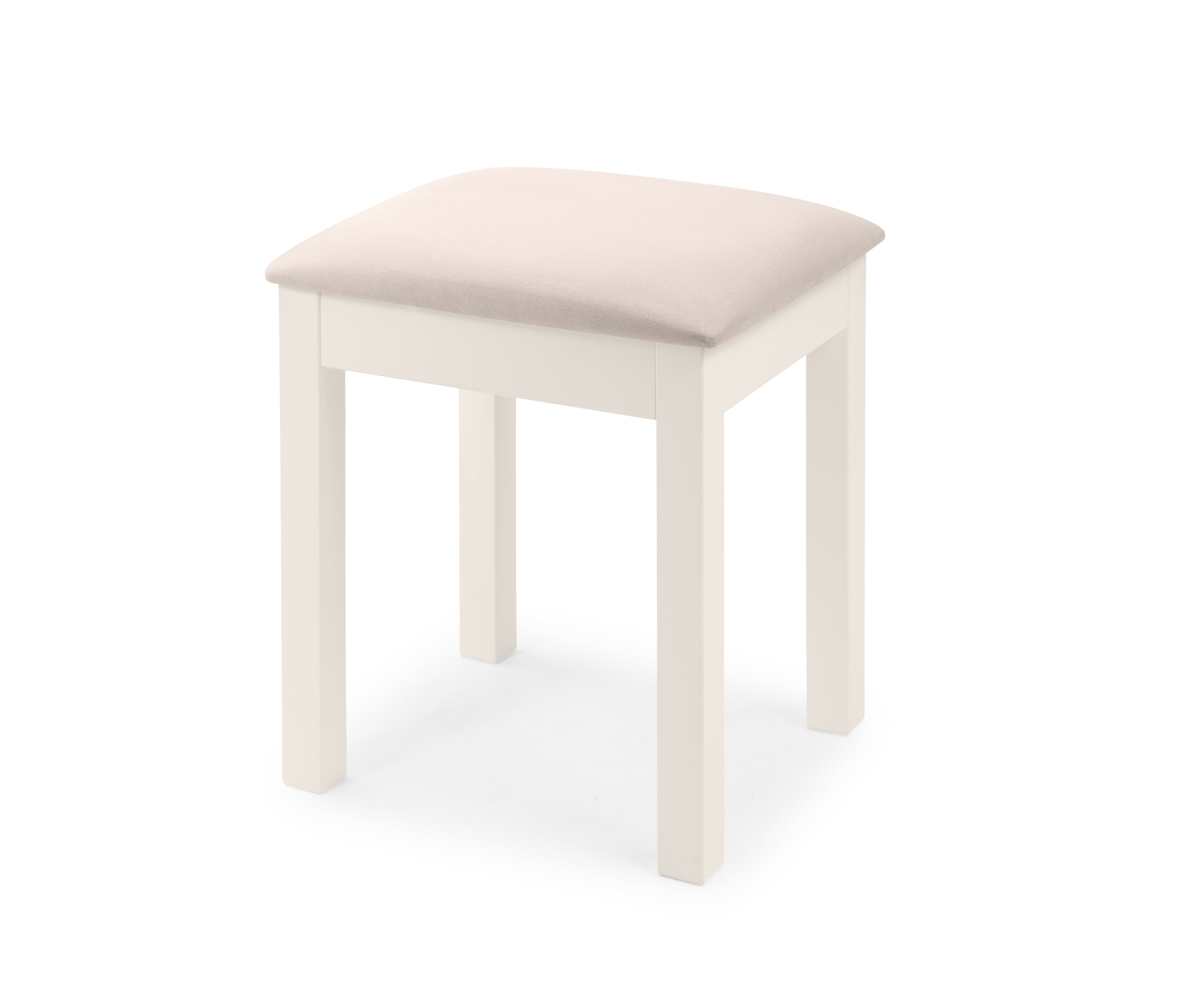 Small stool with a white seat and legs on a white background