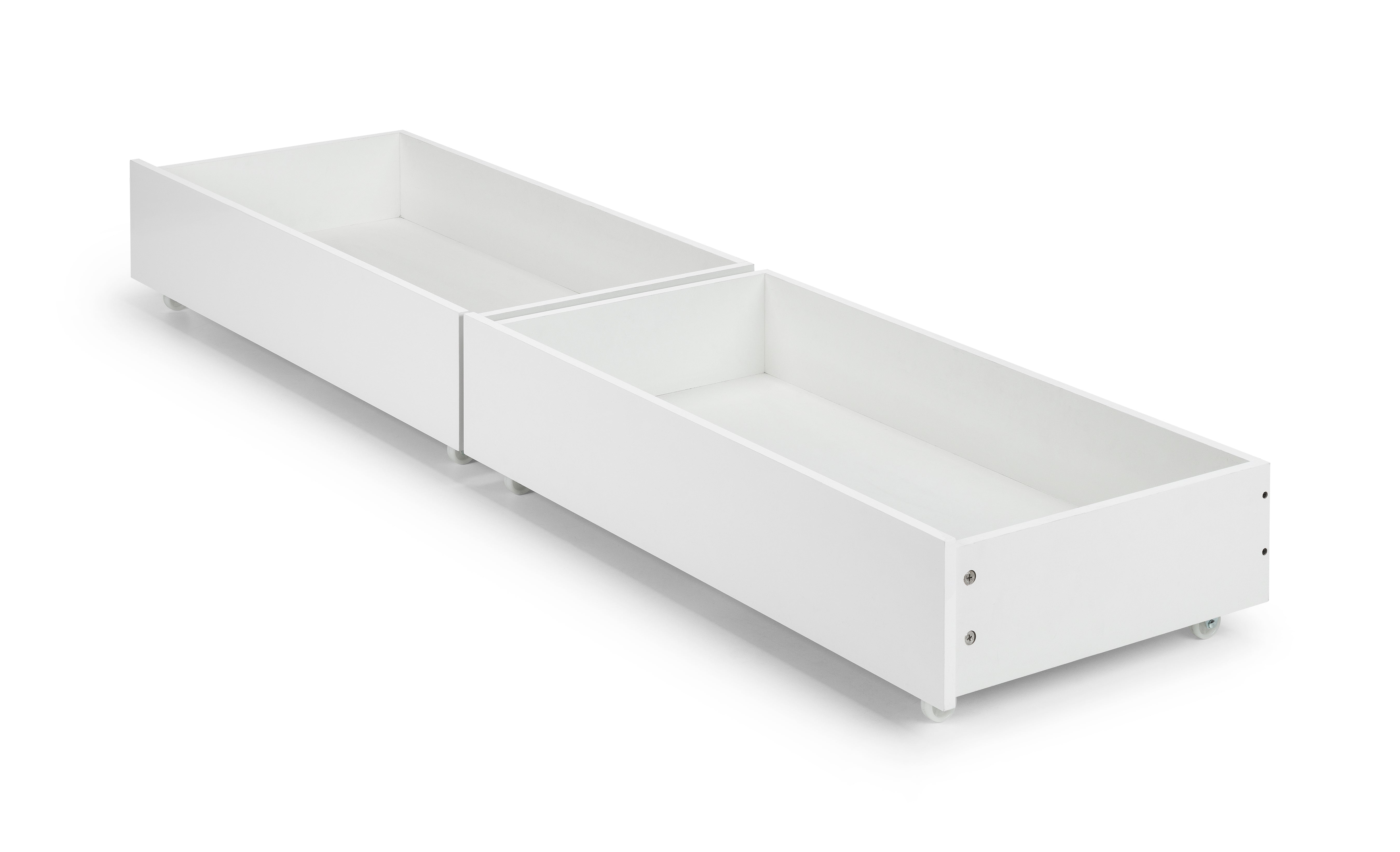 White rectangular storage unit with two compartments on a white background