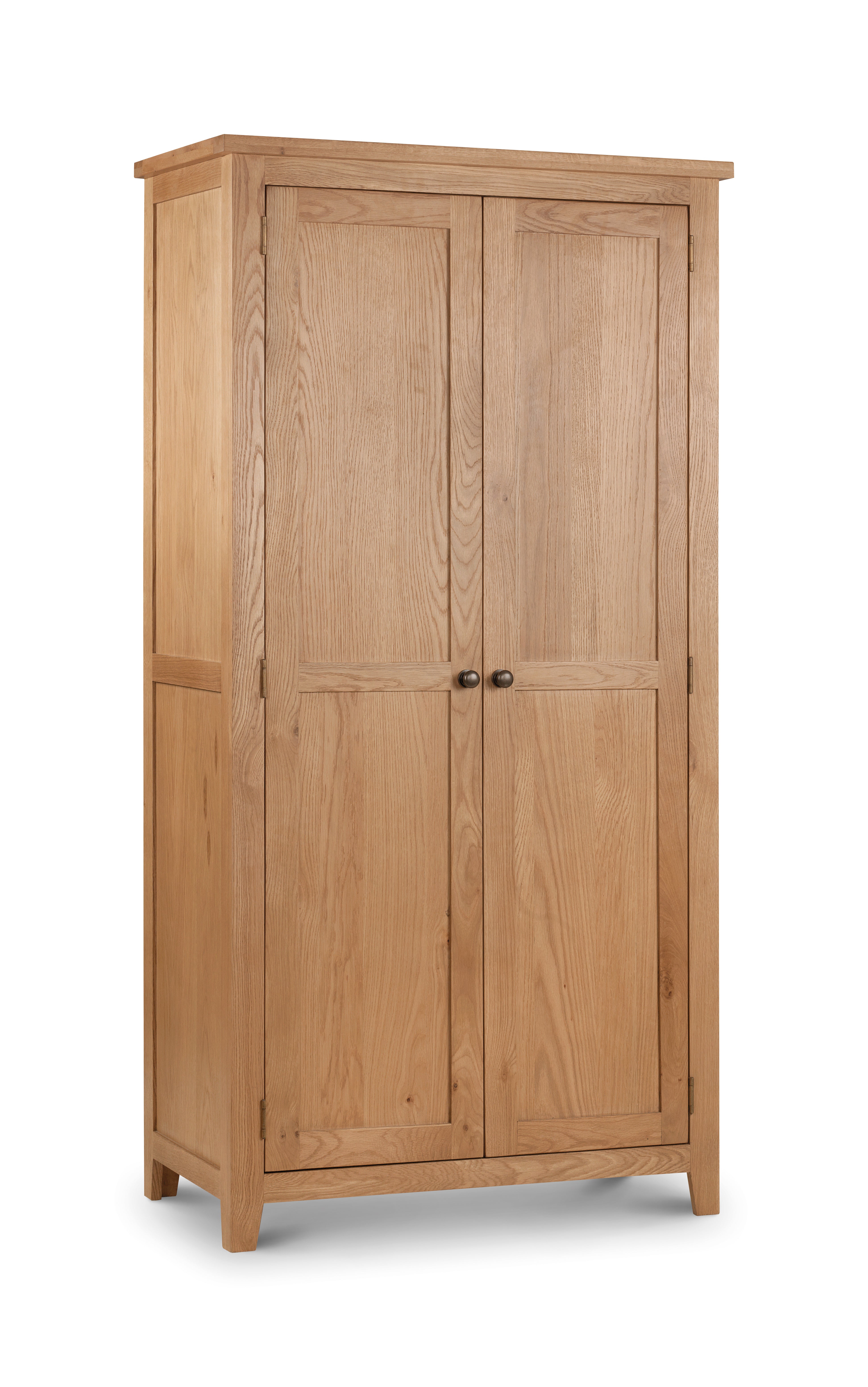 Wooden wardrobe with two doors on a white background