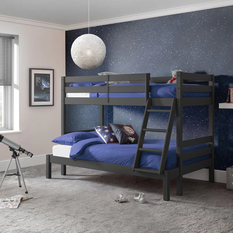 Merlin triple sleeper bunk bed in anthracite with a dark, contemporary finish