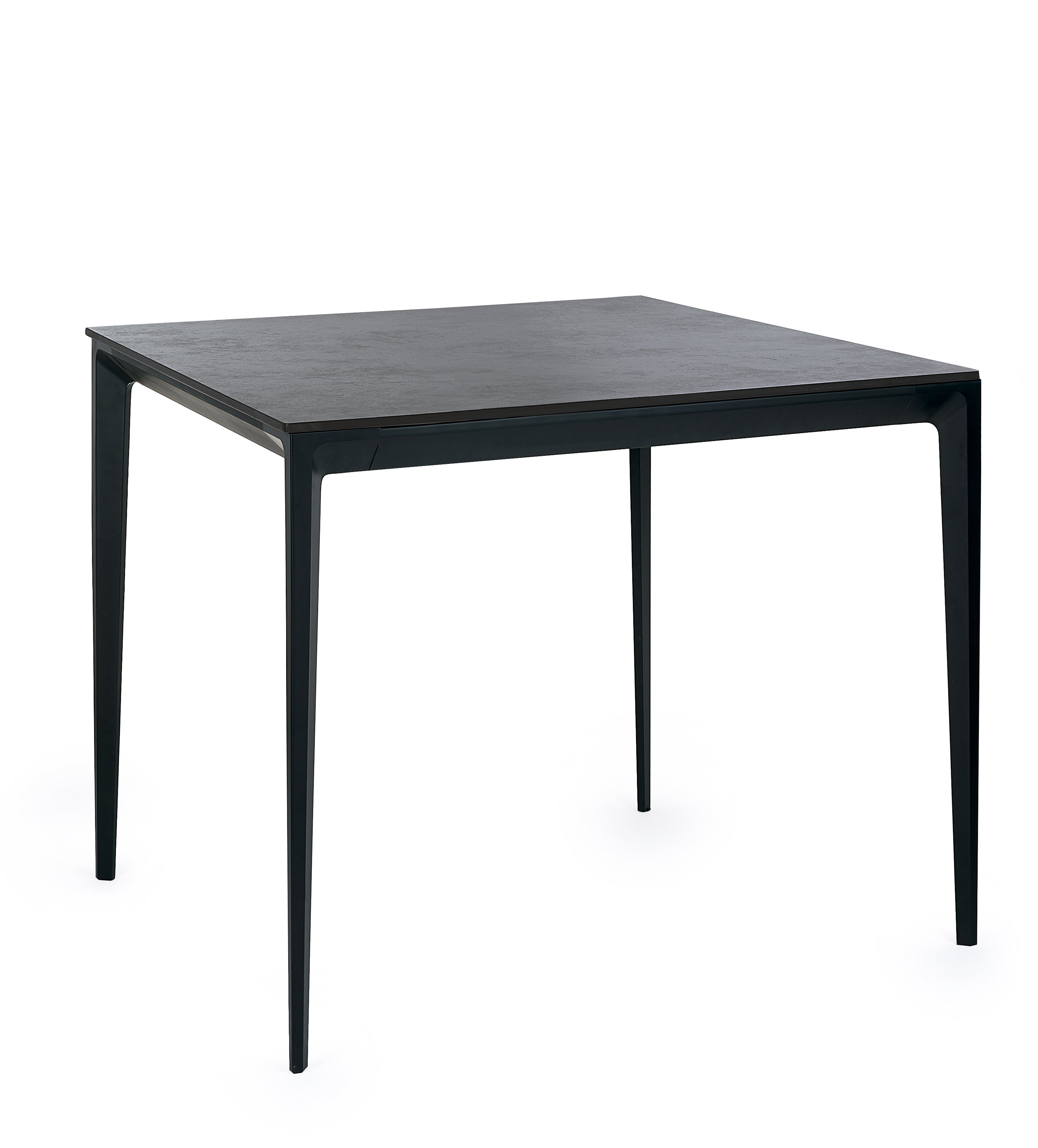 Black square table on a white background