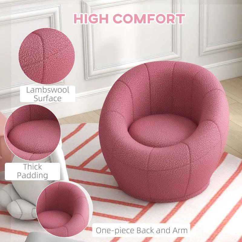 Pink armchair with close-up details on a white background