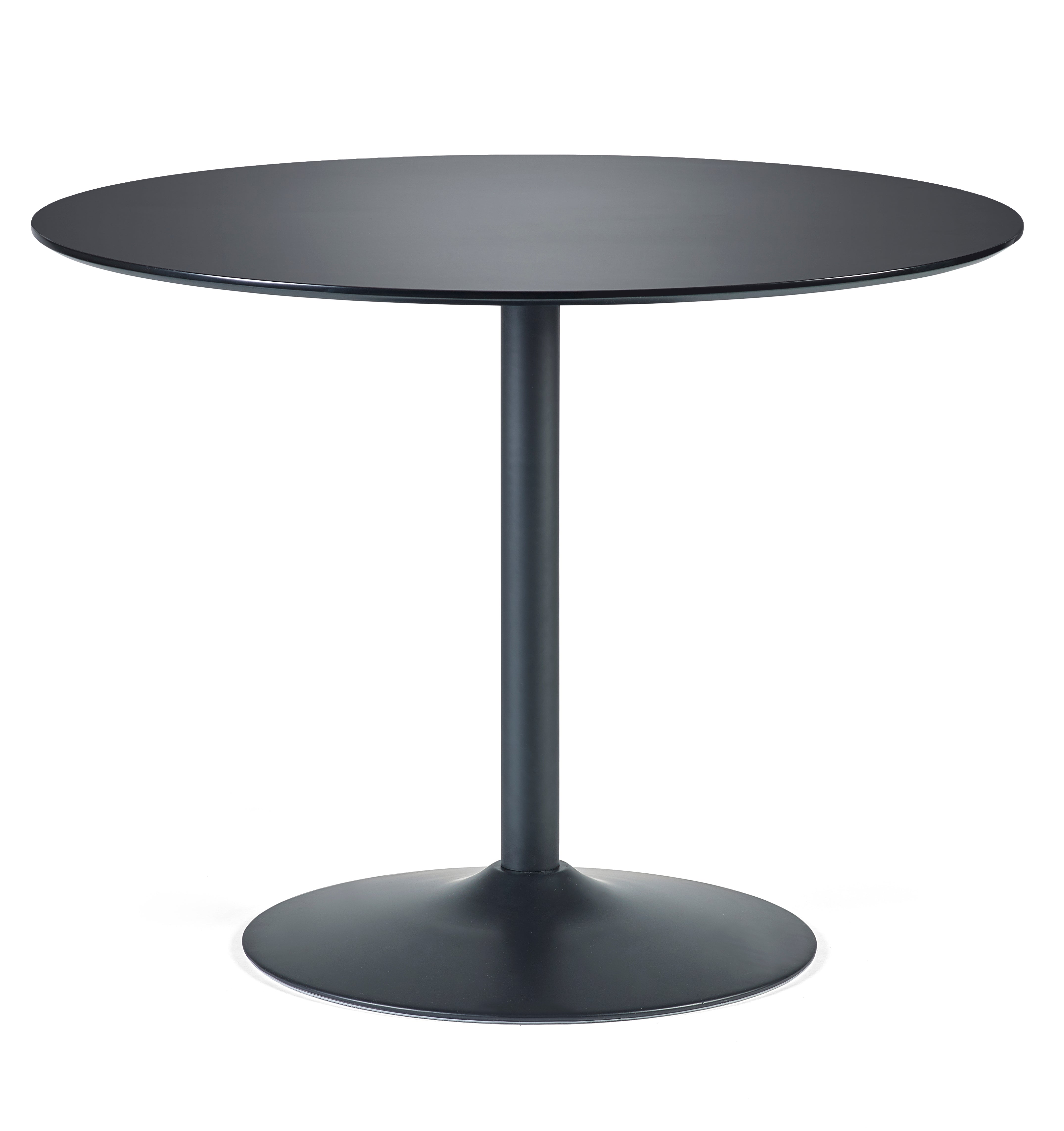Black round table on a white background