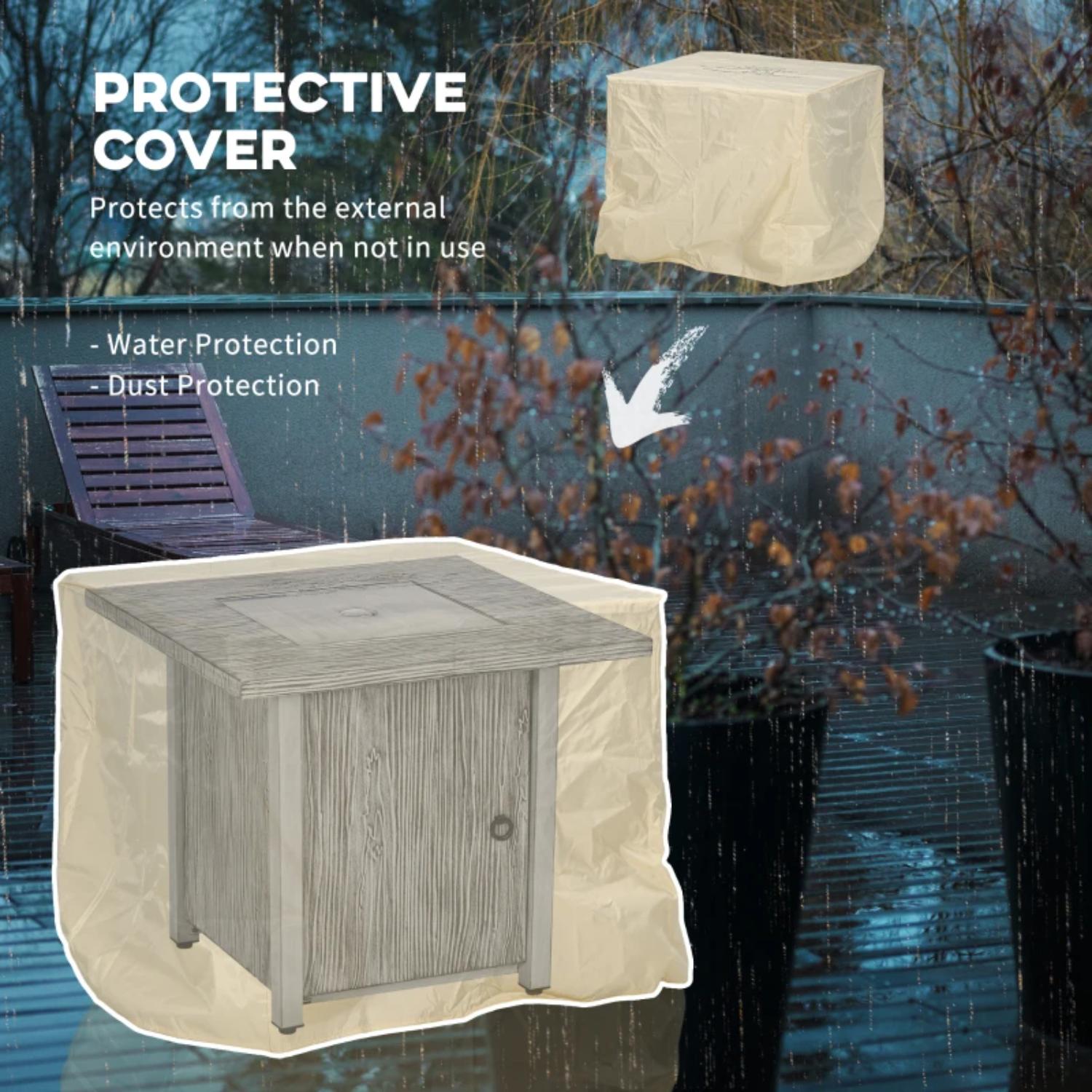Protective cover for outdoor furniture protecting it from rain and dust.