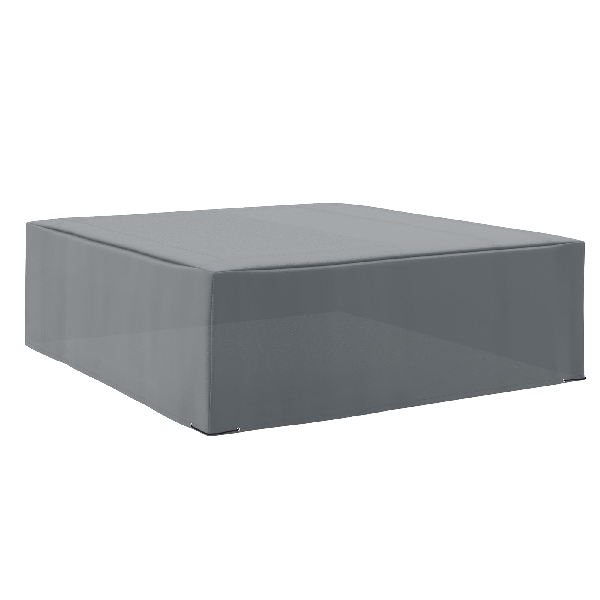 Gray outdoor furniture cover on a white background