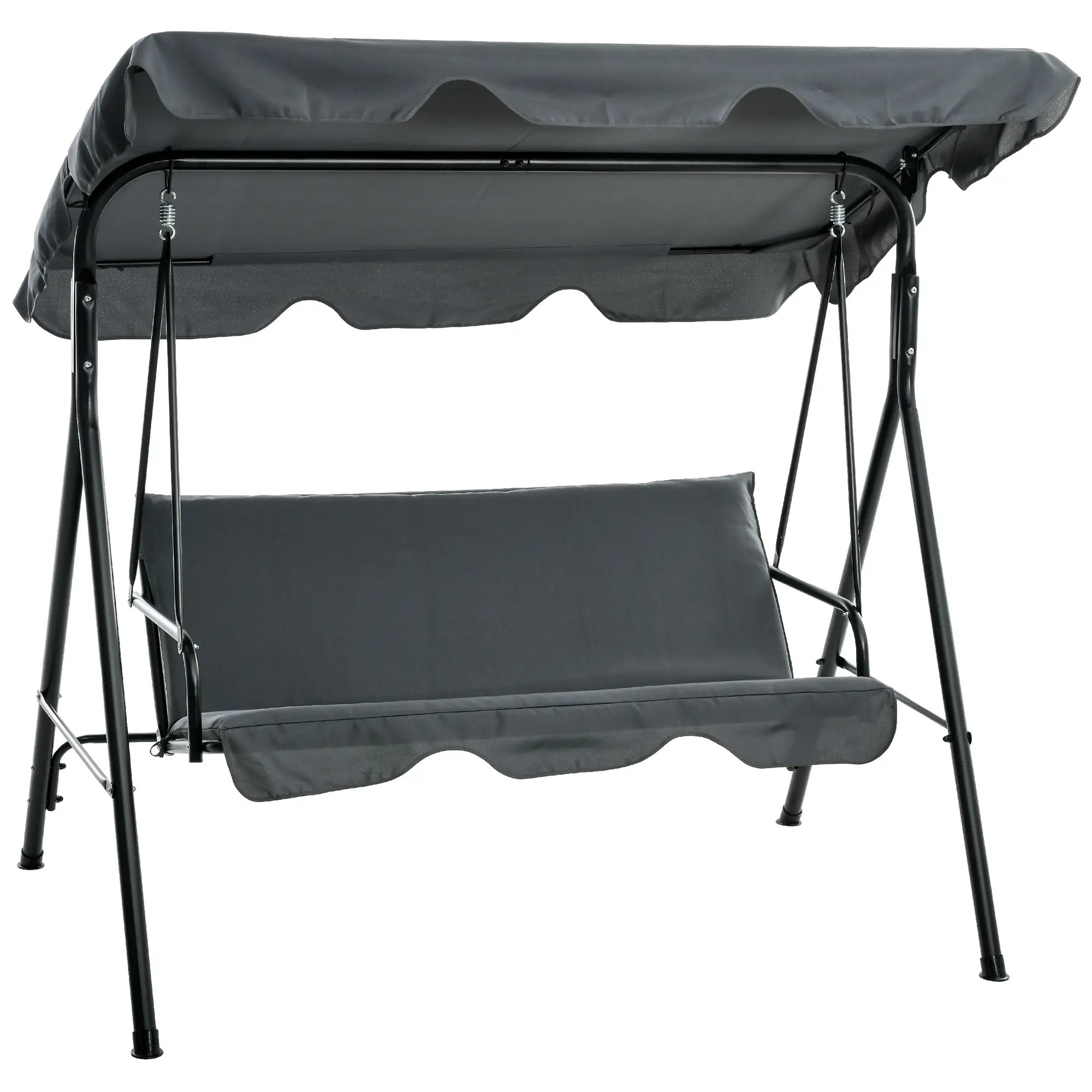 Gray swing with canopy on a white background