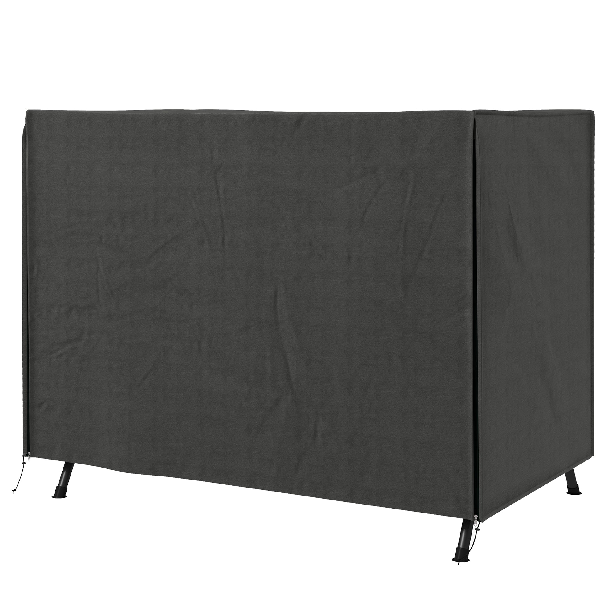 Black fabric-covered outdoor furniture set on a white background