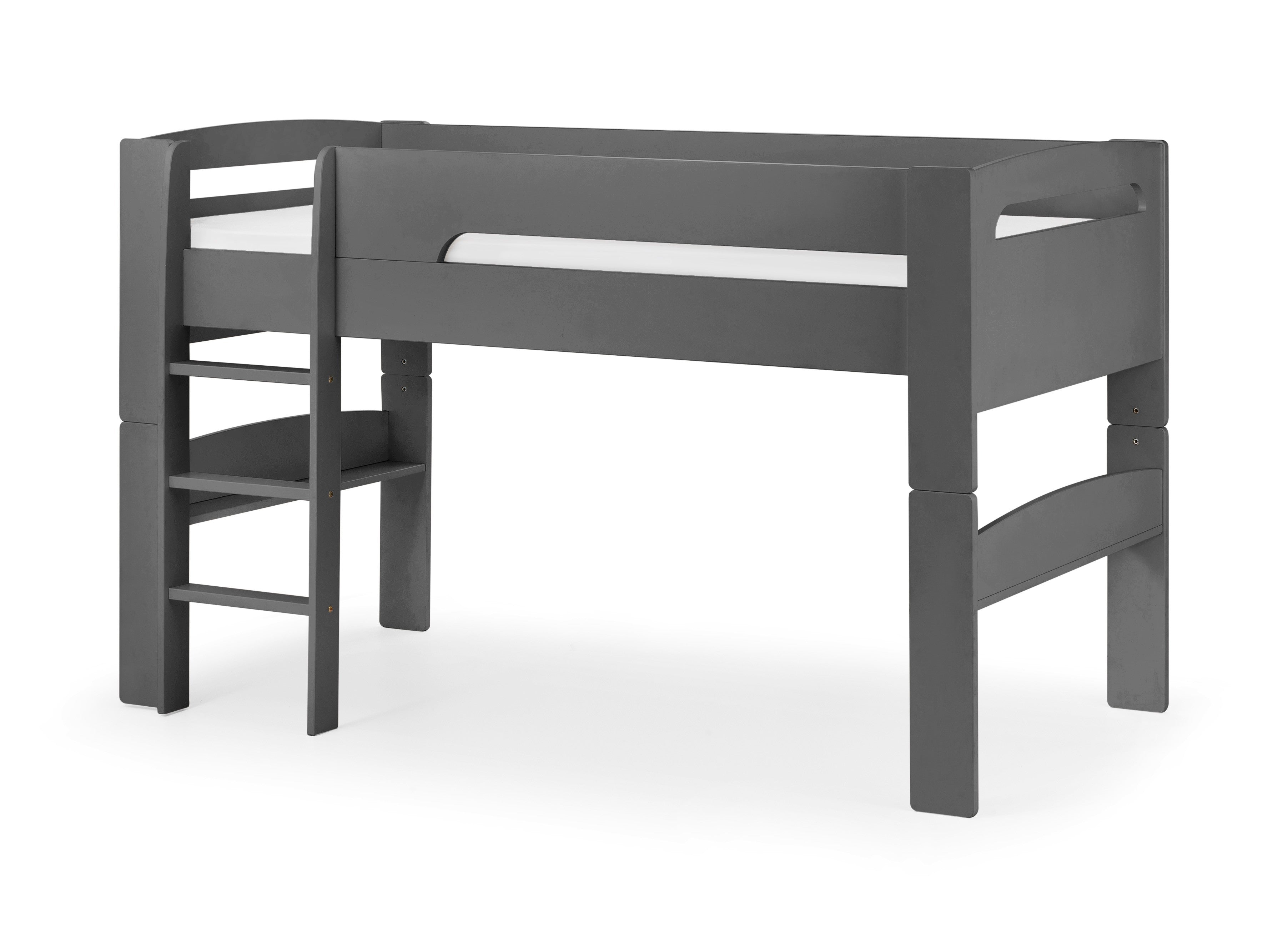 Gray children's bed with desk on a white background