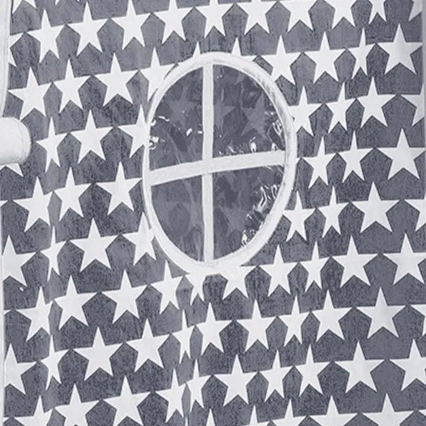 Pattern of white stars on a gray background with a central circular design.