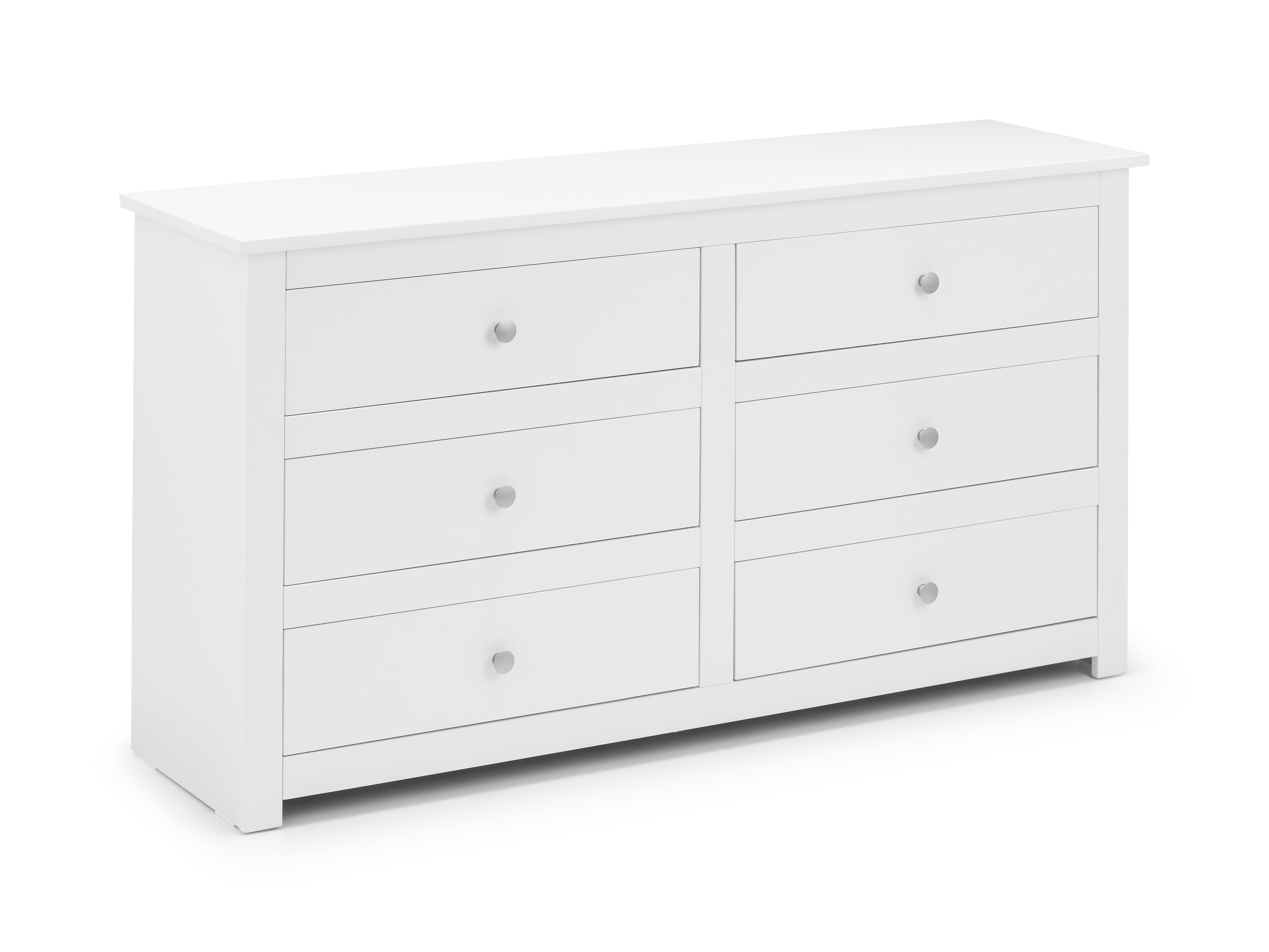 White dresser with multiple drawers on a white background