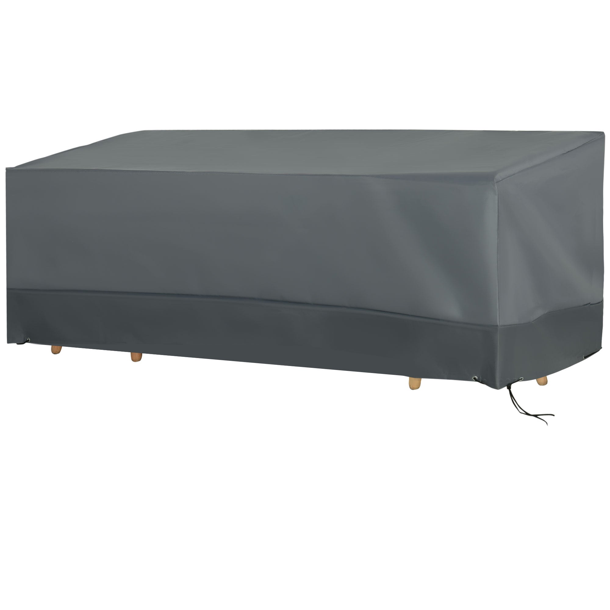 Gray rectangular outdoor furniture cover on a white background