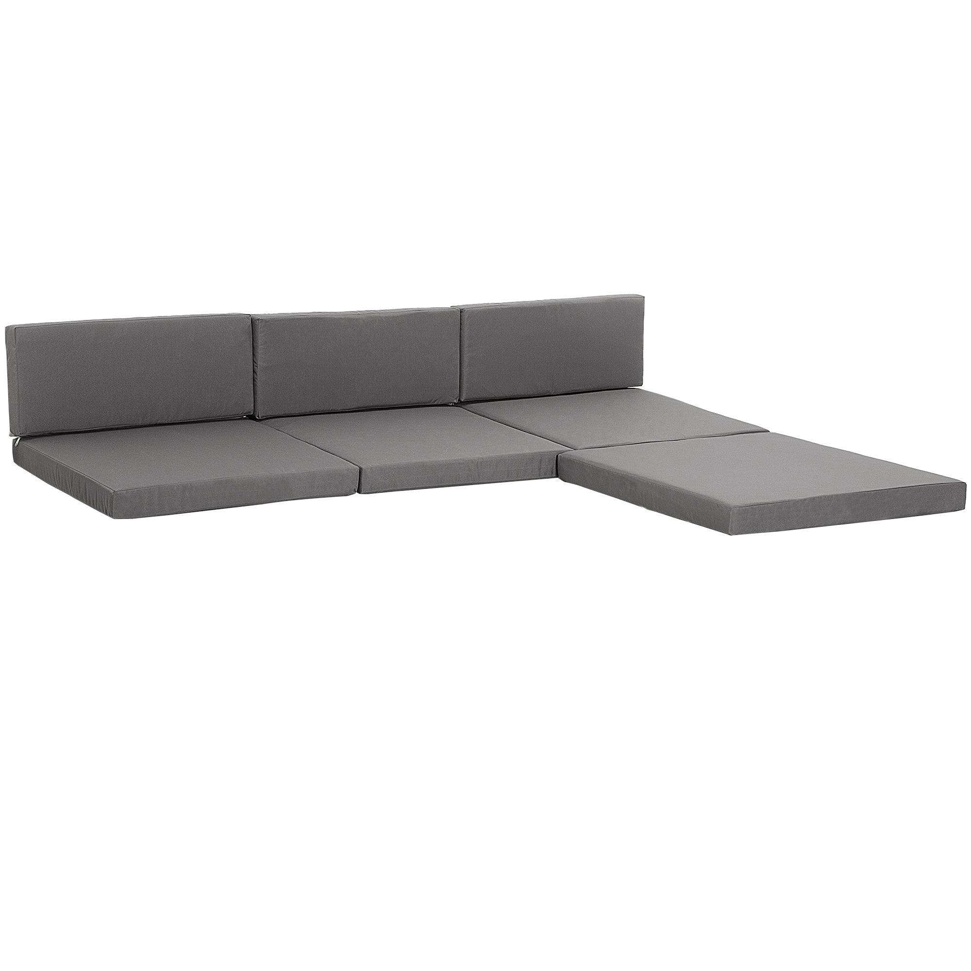 Gray sectional sofa pads on a white background
