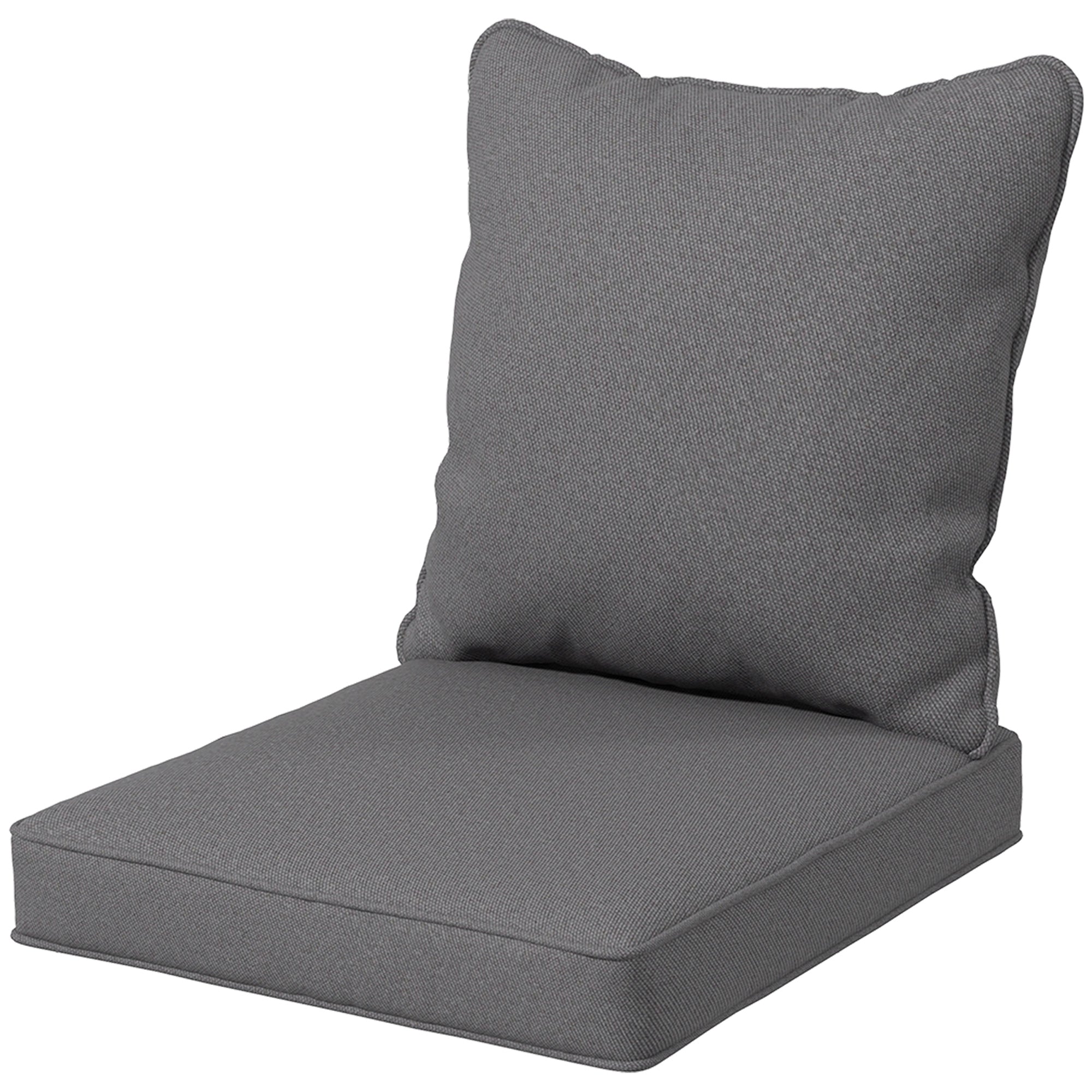 Gray cushion set for outdoor furniture on a white background