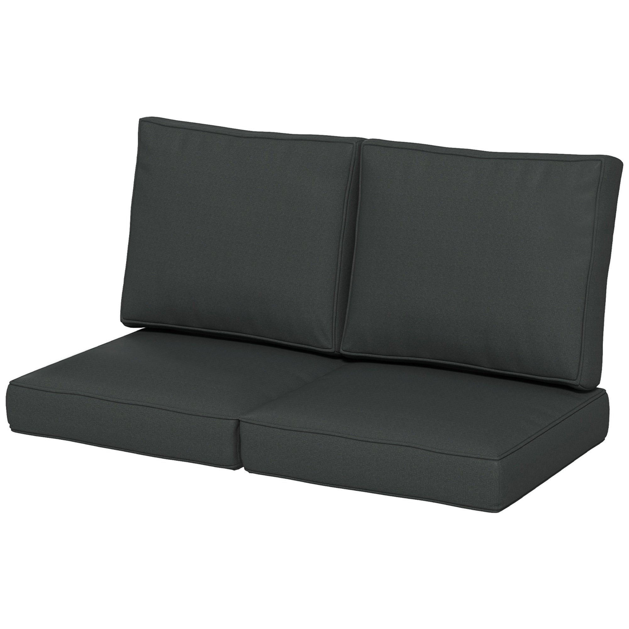 Black outdoor cushions on a white background