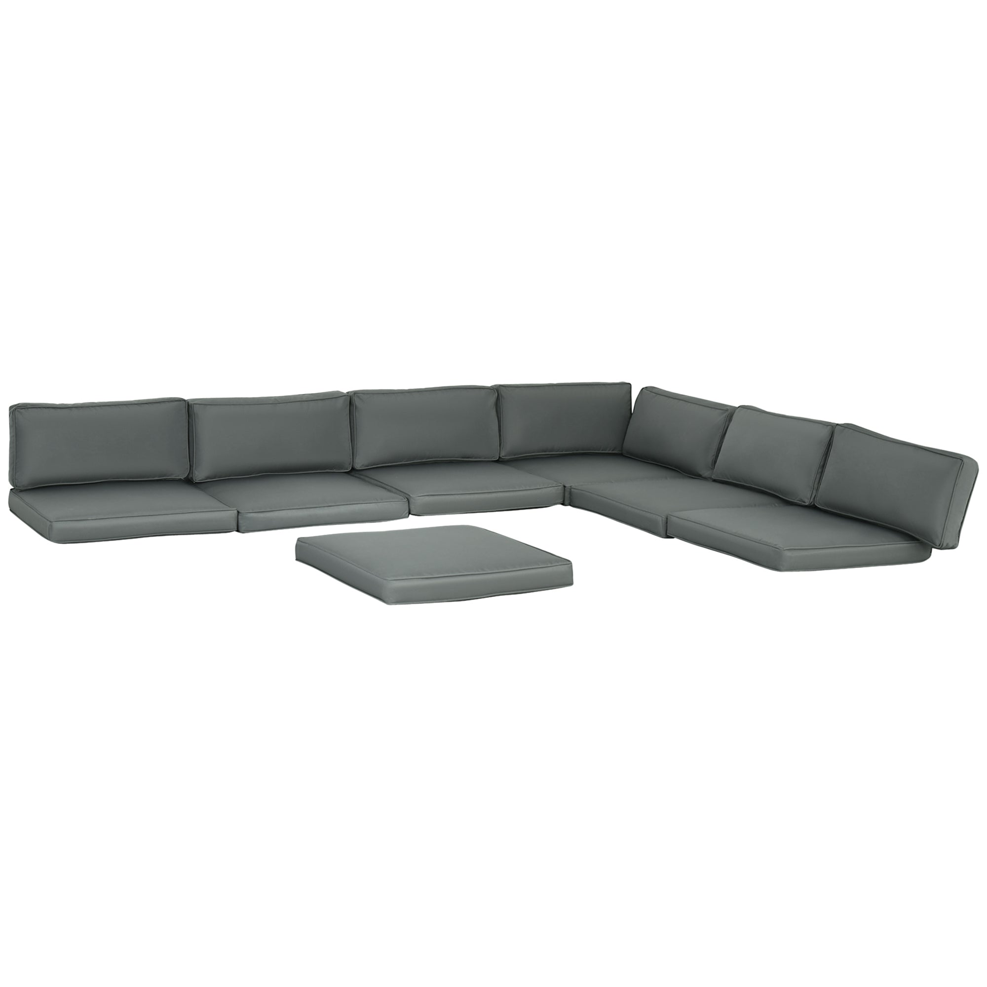 Gray sectional sofa cushions with on a white background