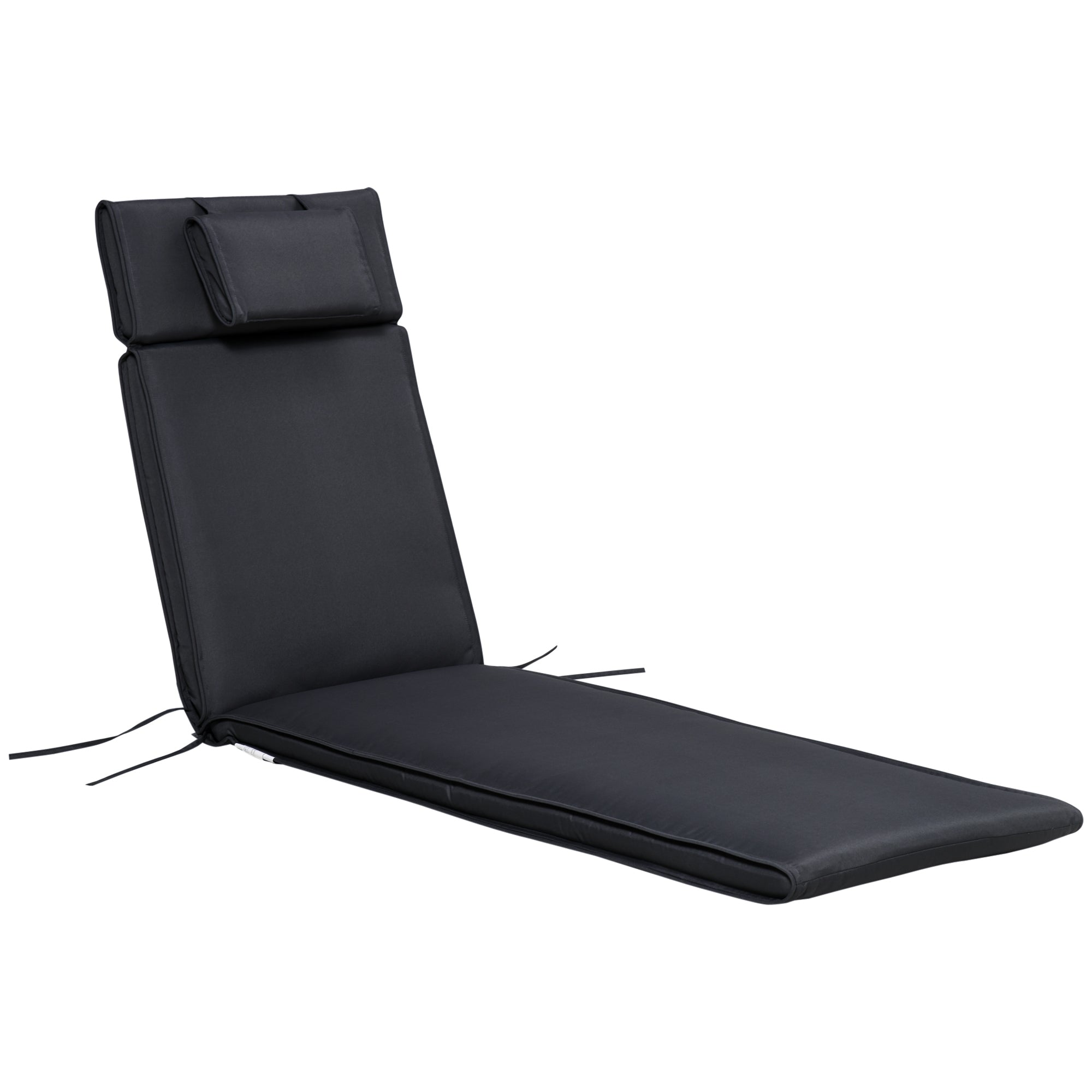 Black lounge chair with adjustable headrest on a white background
