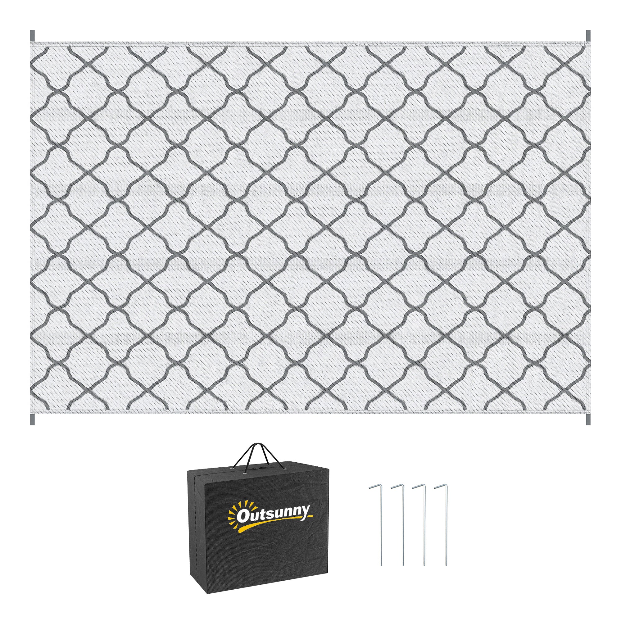 Outdoor rug with black carrying bag featuring 'Outsunny' logo on a white background